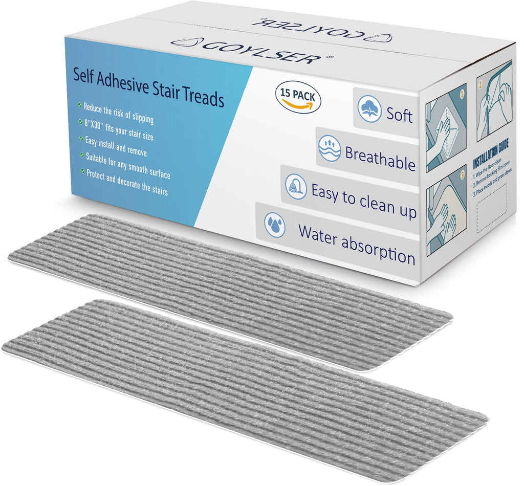 Wood Stair Treads Peel and Stick Carpet Tiles and  Self Adhesive Backing-15 Pack