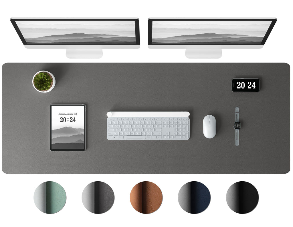 Leather Desk Pad Protector - Large Mouse Pad, Office Desk Mat, Non-Slip PU Leather Desk Blotter