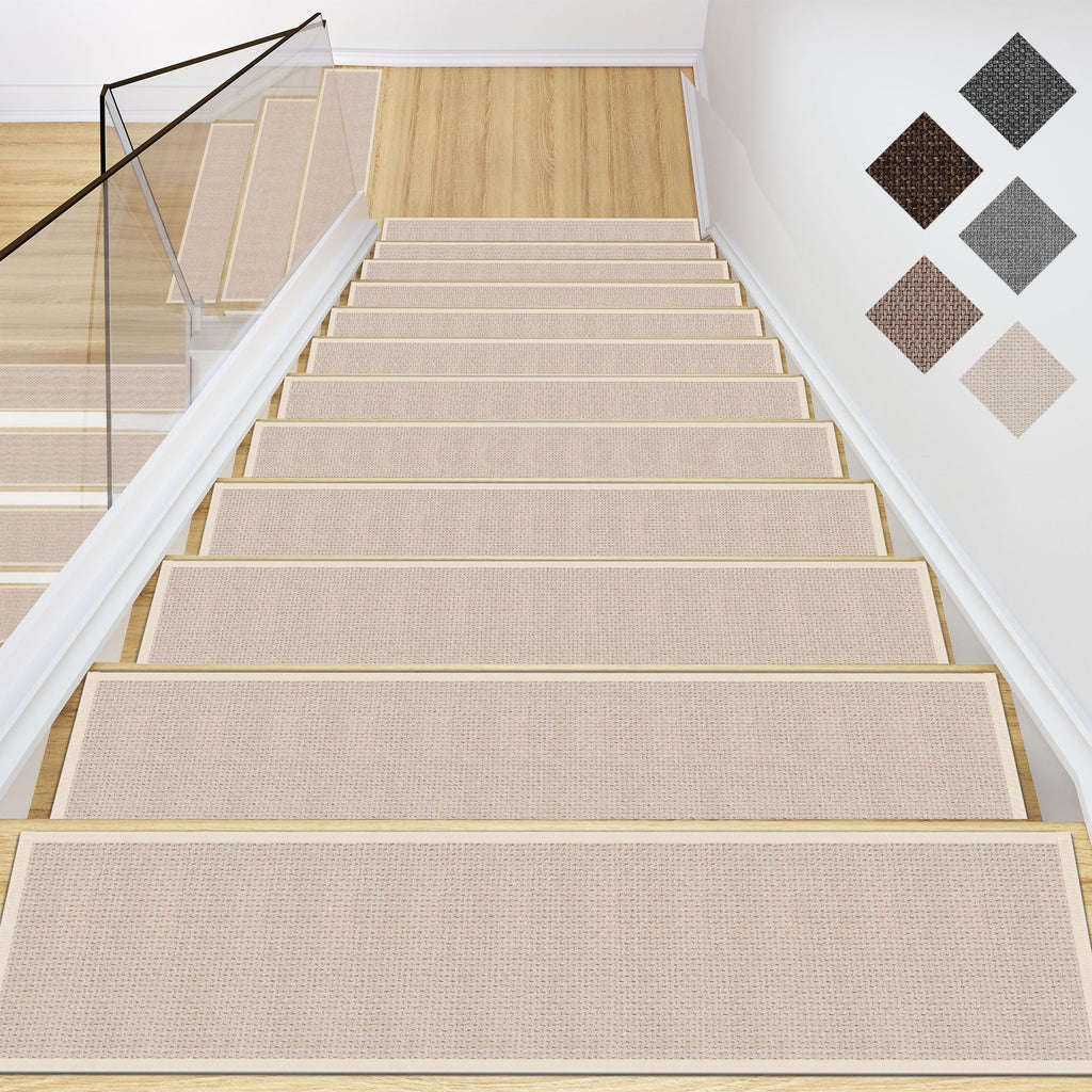 Non Slip Stair Treads for Wooden Steps Indoor 15pcs Brown Stair Rugs