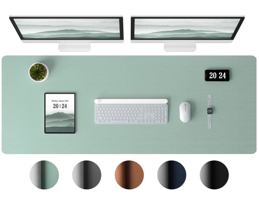 Leather Desk Pad Protector - Large Mouse Pad, Office Desk Mat, Non-Slip PU Leather Desk Blotter