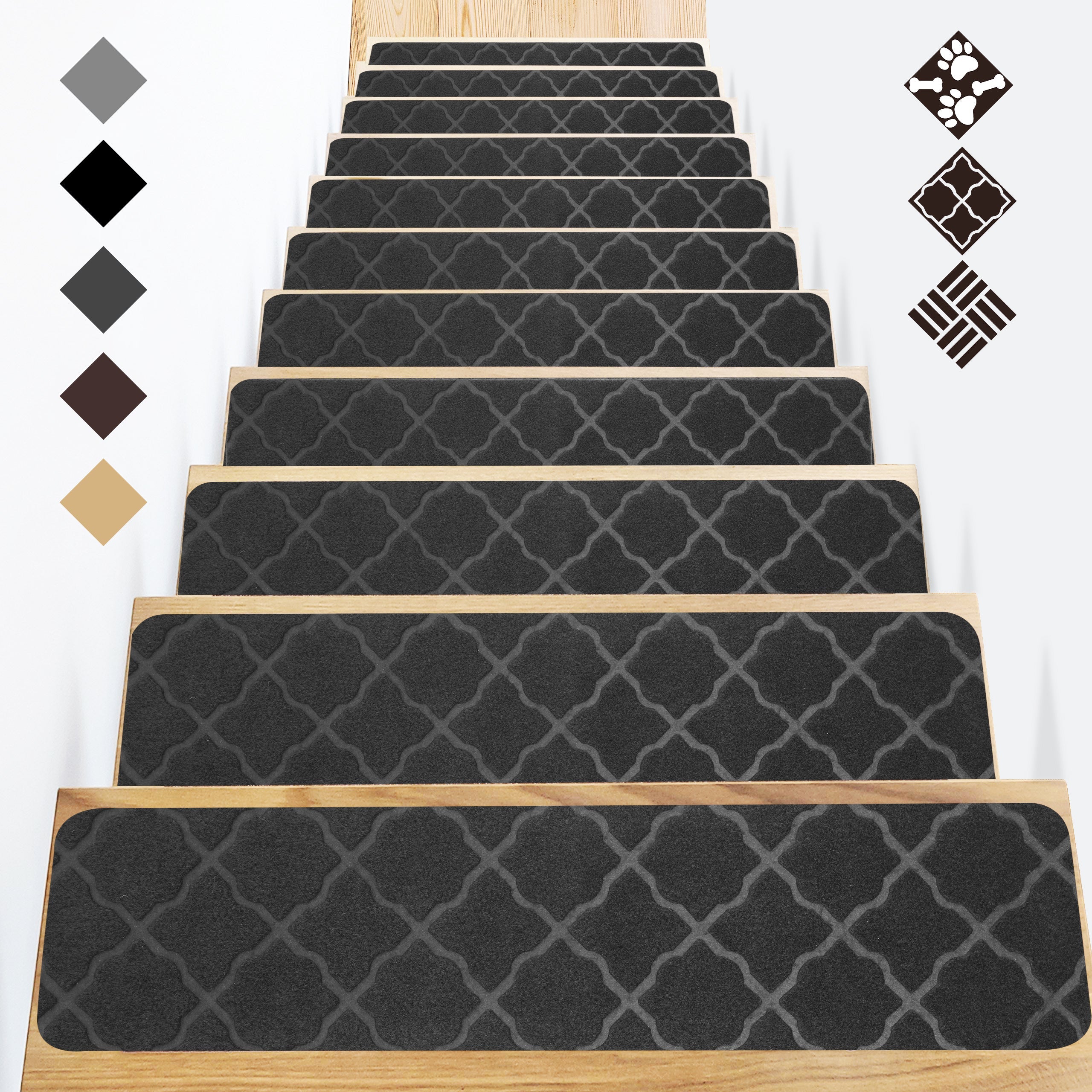 Self Adhesive Indoor Stair Runner Rugs Cover Mat Stair Treads for Wooden Steps