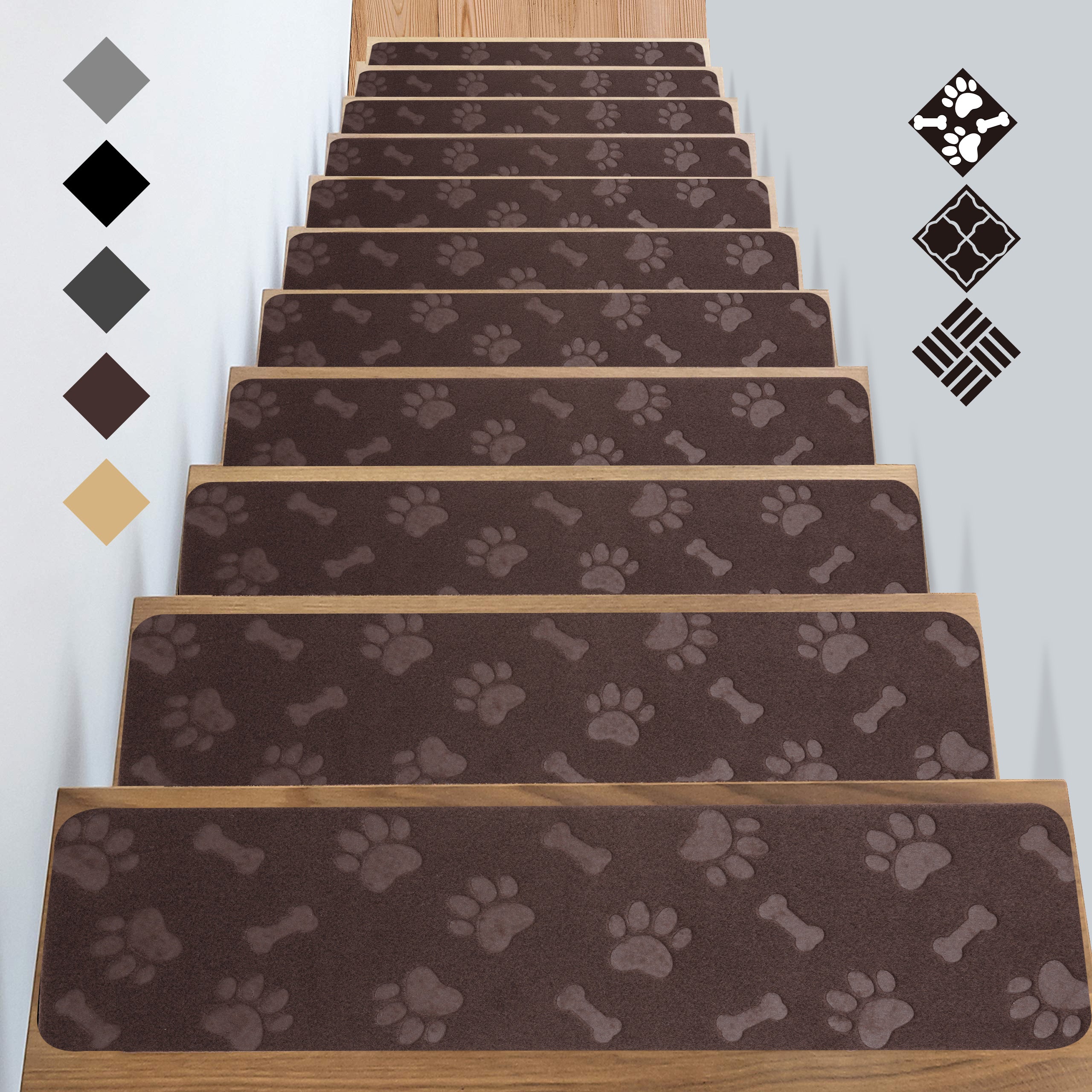Self Adhesive Indoor Stair Runner Rugs Cover Mat Stair Treads for Wooden Steps