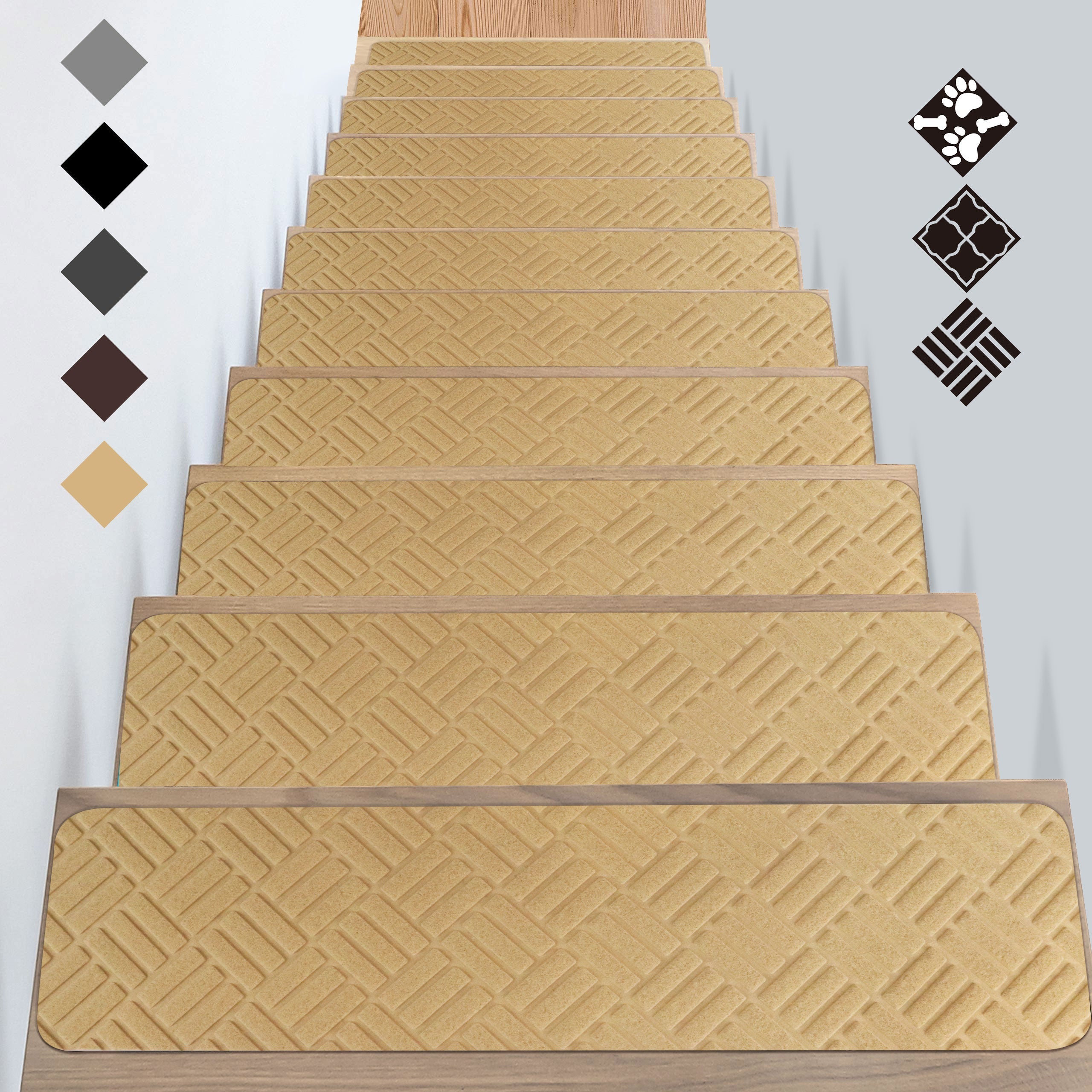 Self Adhesive Indoor Stair Runner Rugs Cover Mat Stair Treads for Wooden Steps
