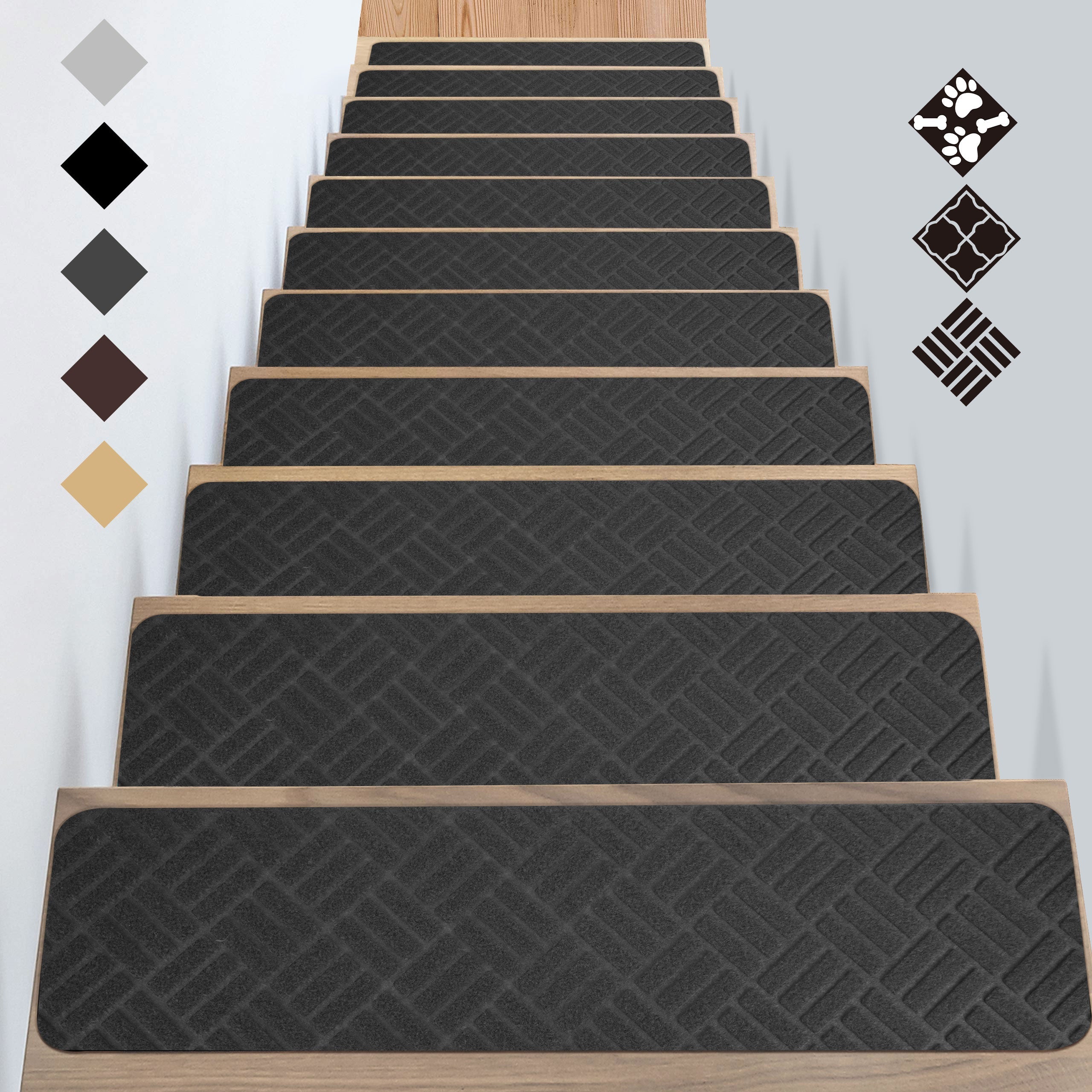 Self Adhesive Indoor Stair Runner Rugs Cover Mat Stair Treads for Wooden Steps