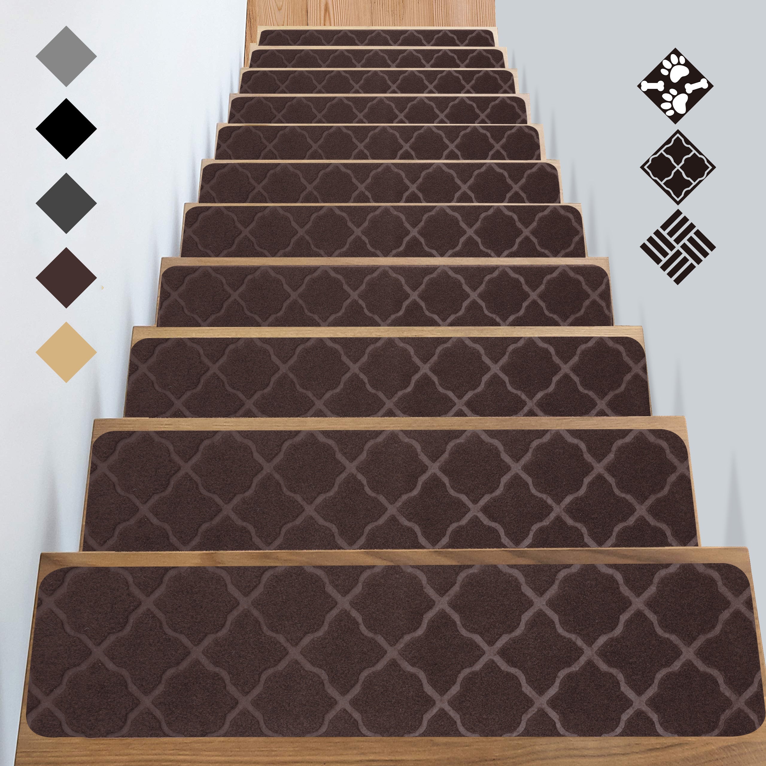 Self Adhesive Indoor Stair Runner Rugs Cover Mat Stair Treads for Wooden Steps