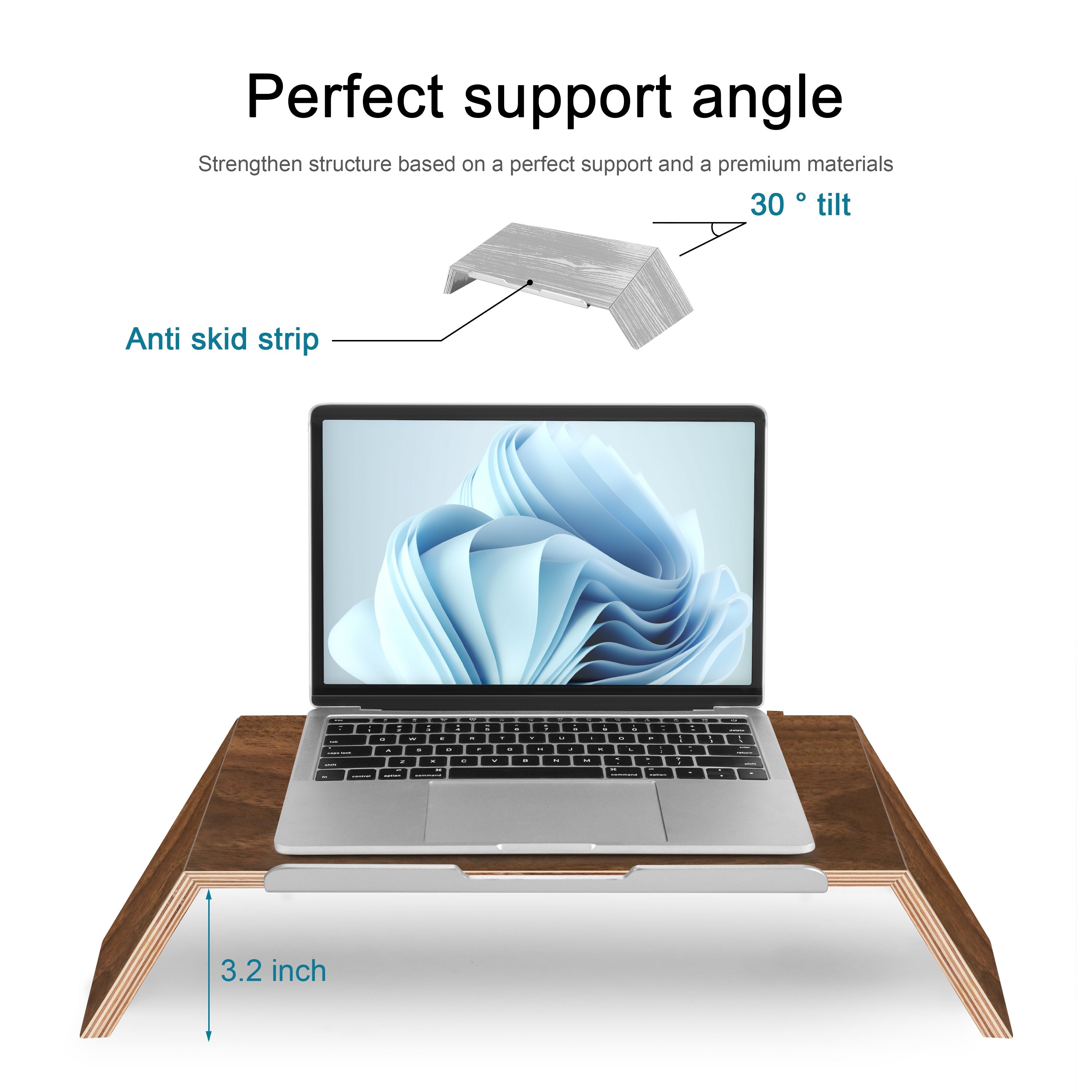 Monitor Stand Solid Wood Desktop Stands for Laptop (Two Sizes / Two Color)