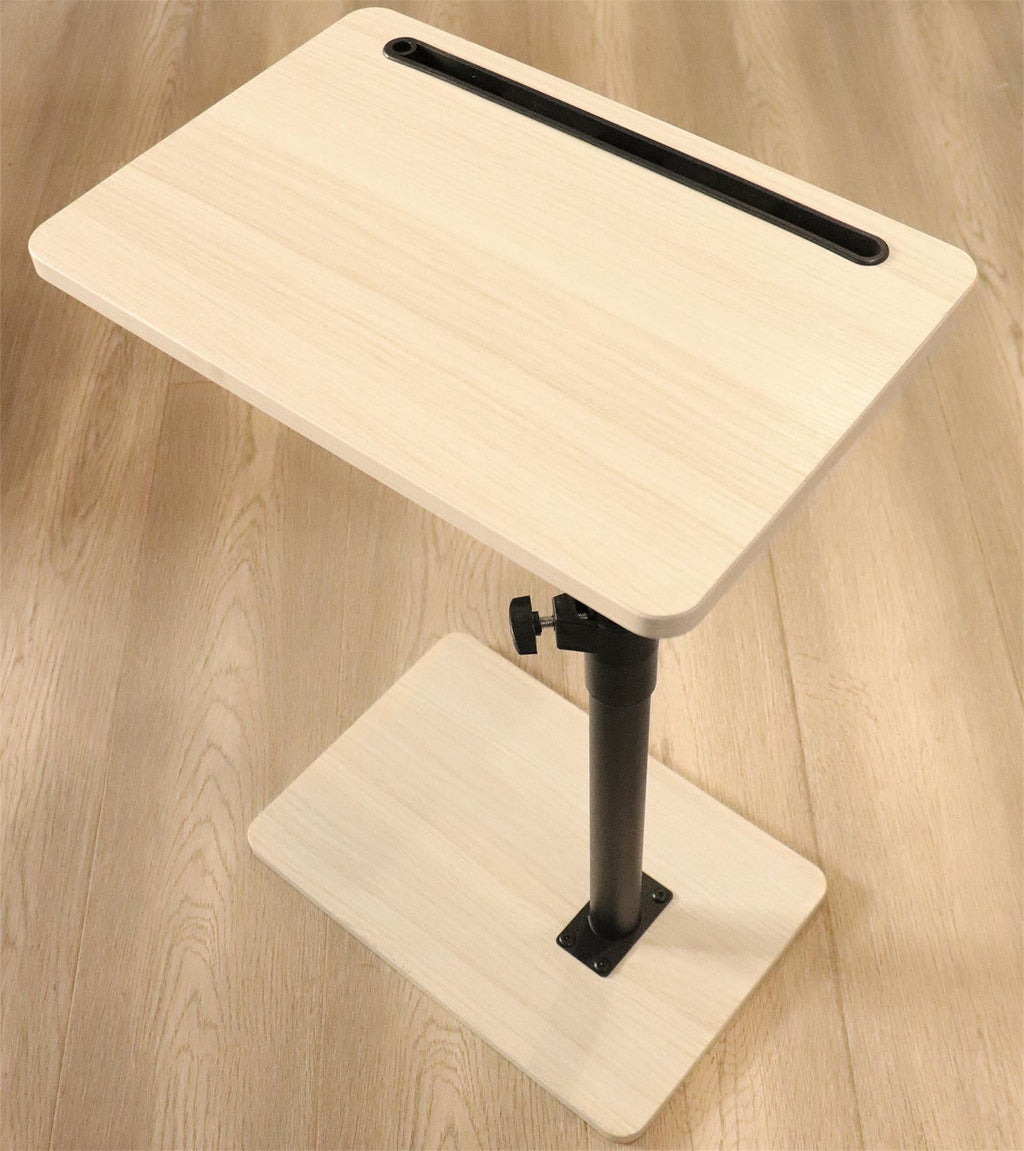 Sofa Armrest Tray Table for Couch - 360° Swivel Height Adjustable End for Small Spaces, Snack Side Table for Bed or Chair with Phone & Tablet Slot