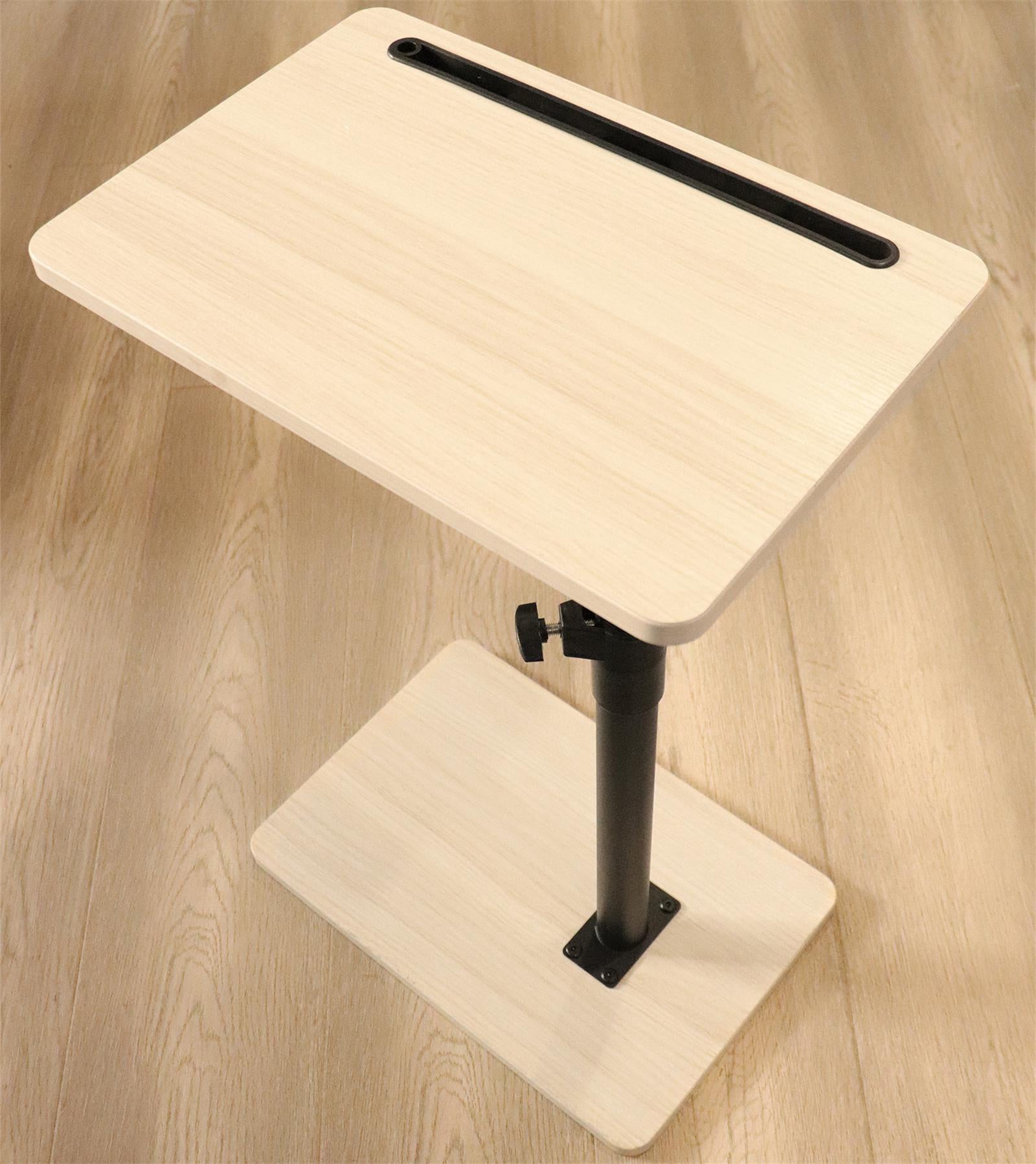 Sofa Armrest Tray Table for Couch - 360° Swivel Height Adjustable End for Small Spaces, Snack Side Table for Bed or Chair with Phone & Tablet Slot