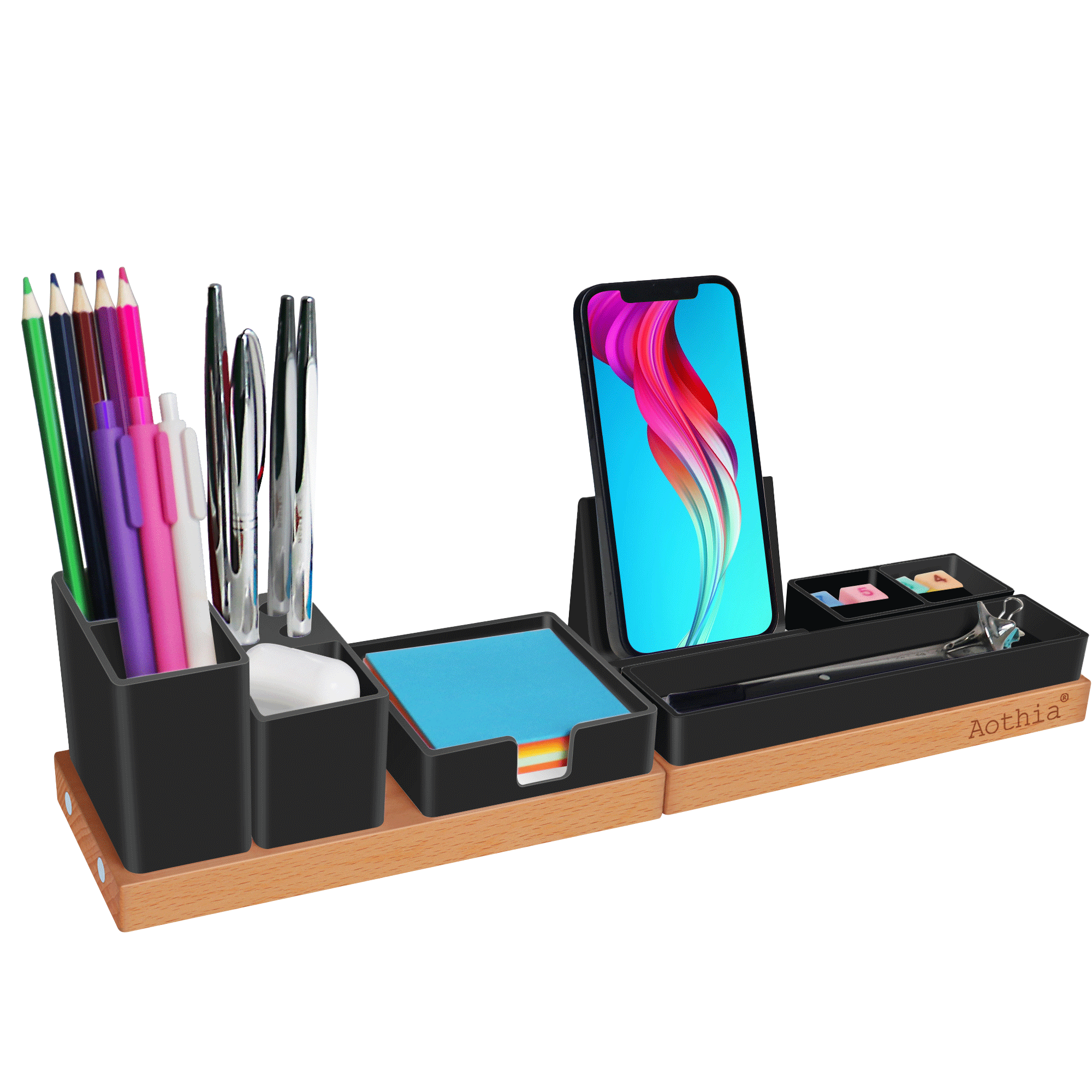 Aothia Desk Organizer, Office Accessories Storage with Magnetic-black