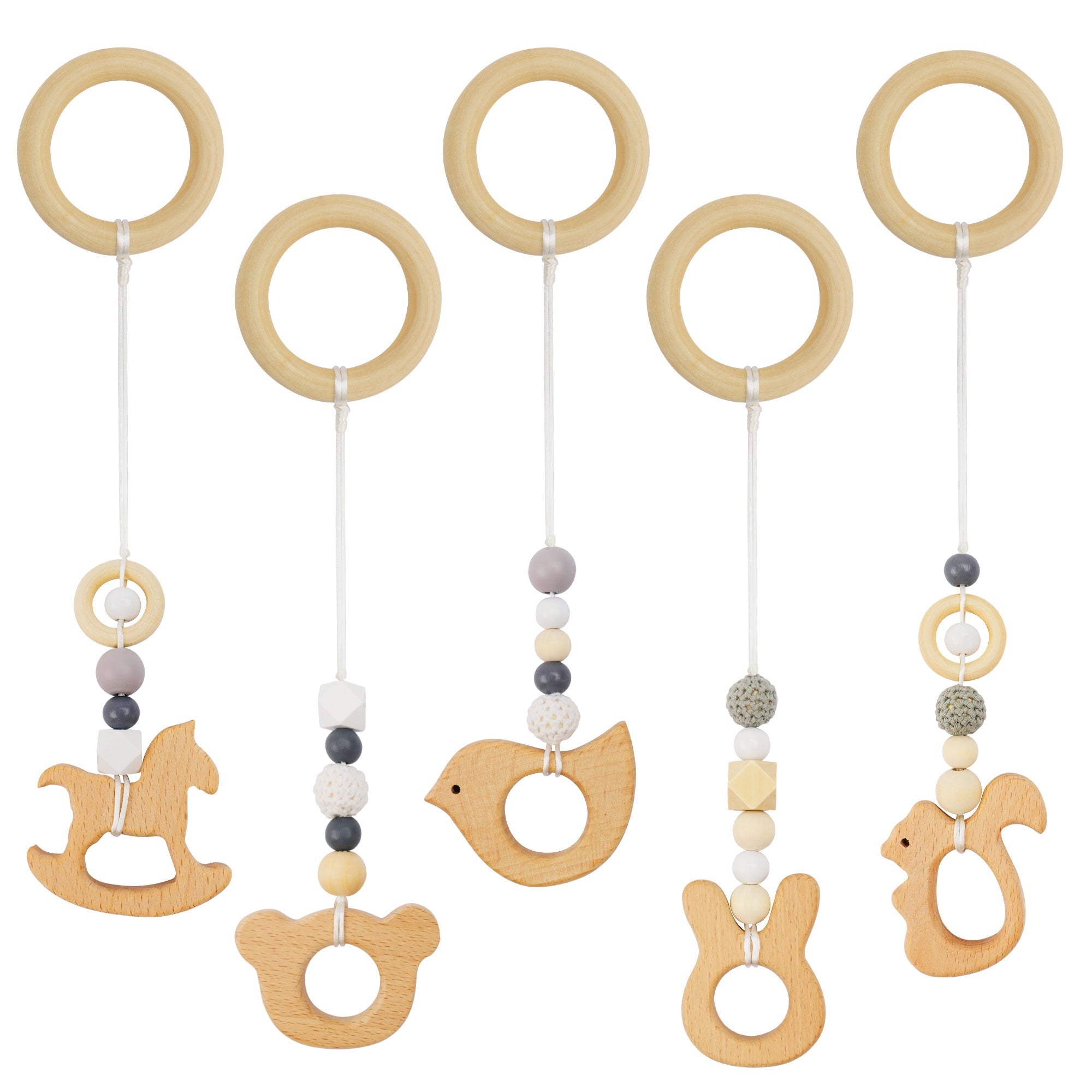 Best Baby Play Gym Wooden with 6 Infant Activity Toys