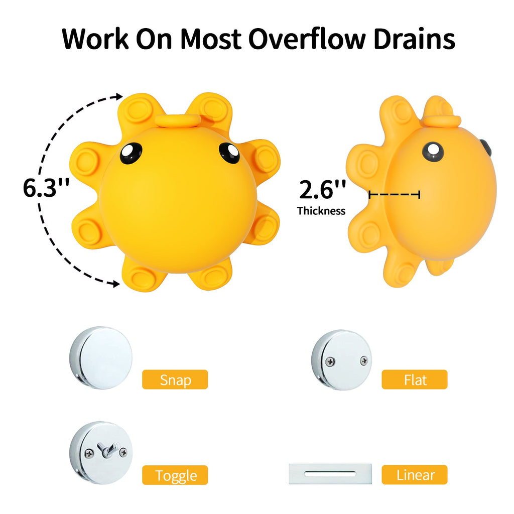 Bathtub Overflow Drain Cover Tub Overflow Drain Stopper with Suction Cups