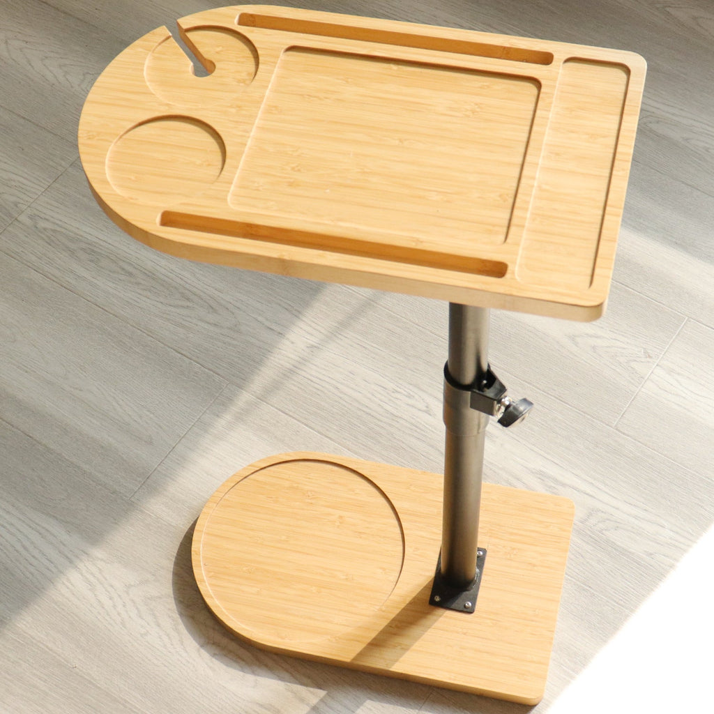 Sofa Tray Table for Couch Arm - Side Table Tray for Small Spaces, Bamboo Height Adjustable