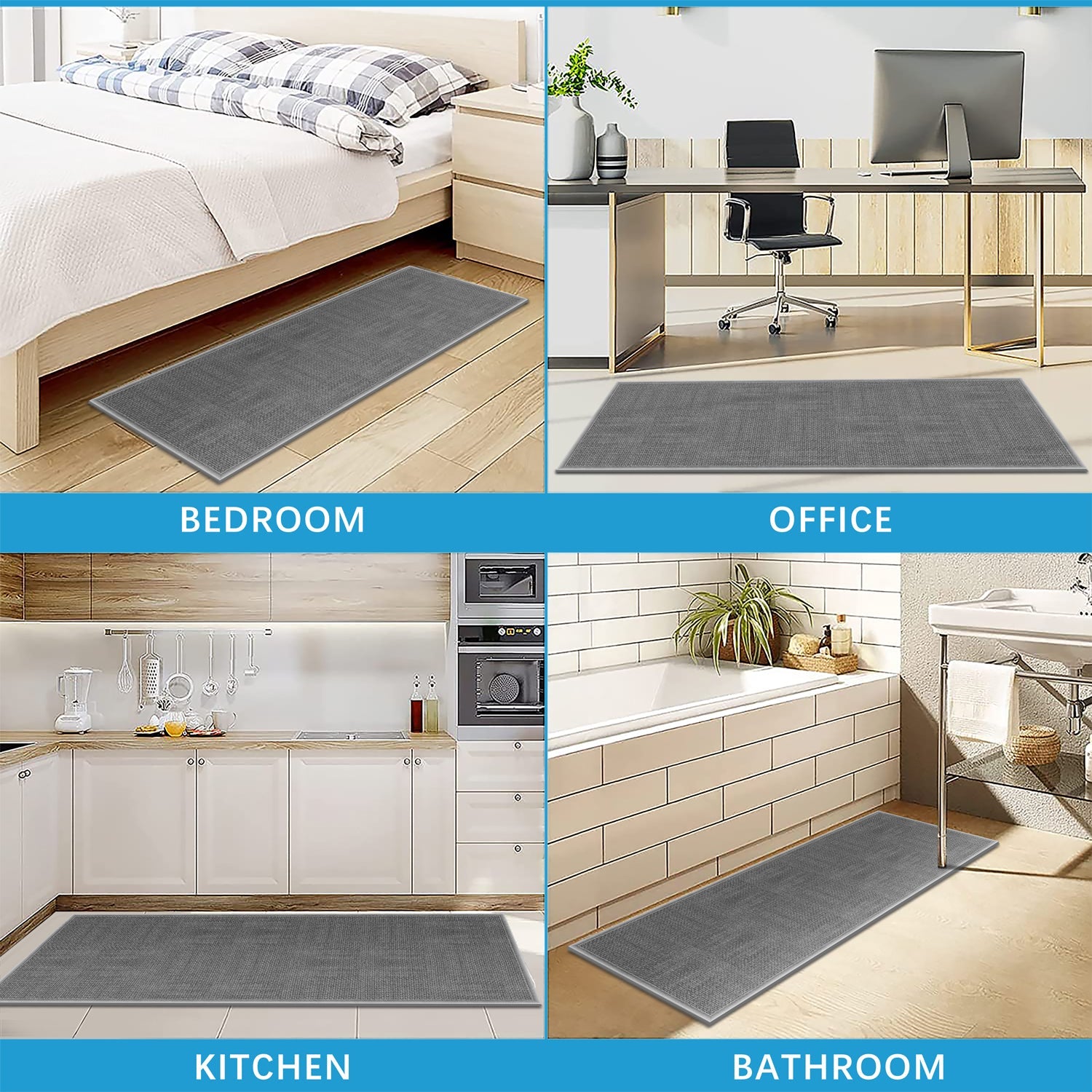 Boho Kitchen Rugs and Jute hallway mat anti-slip washable 60x26 inches