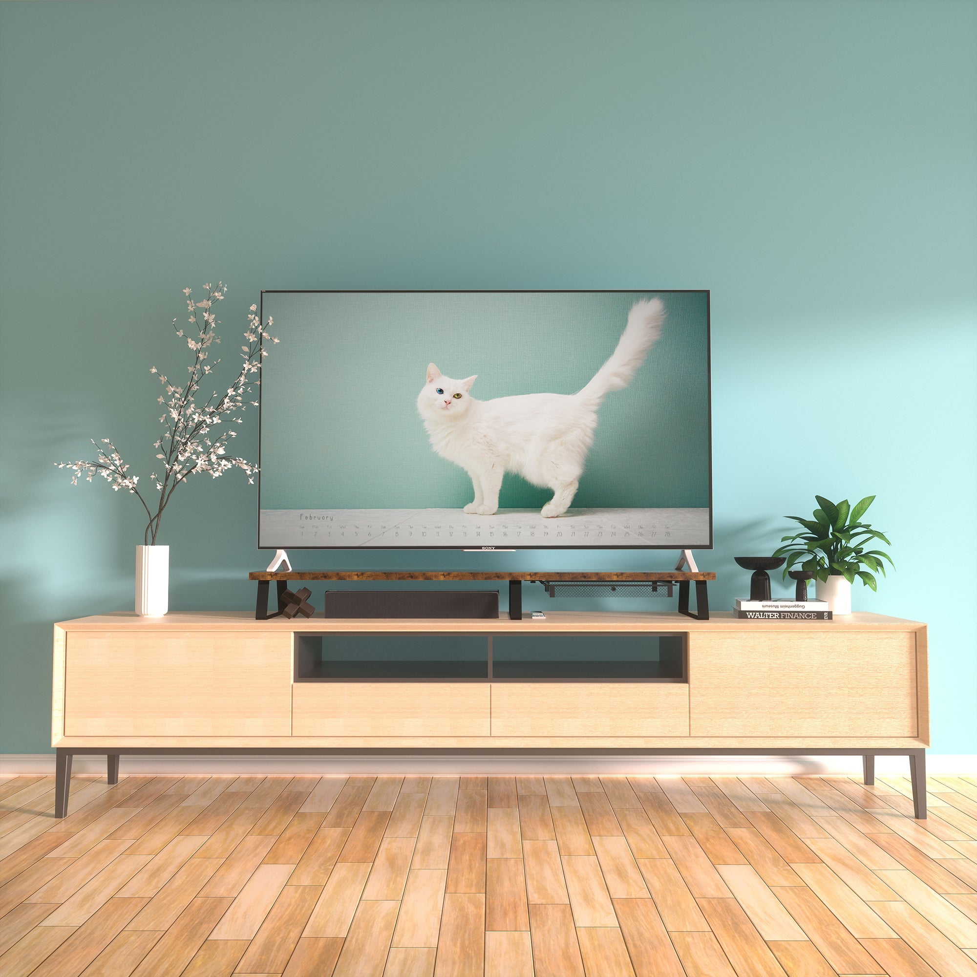 Monitor Stand with Drawer For 2 Monitors Desk Shelf with Metal Legs  (Three Color)