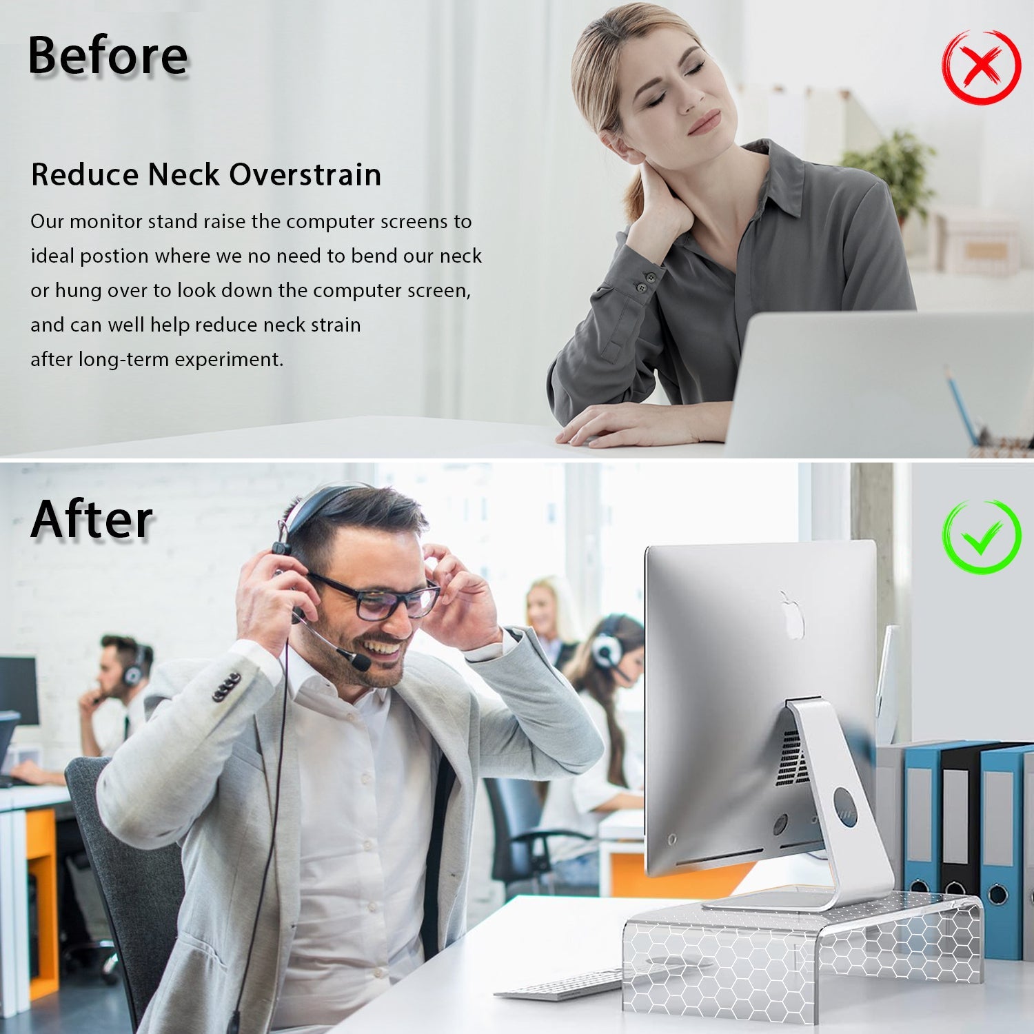 Desk Acrylic Computer Monitor Stand with LED (Two Color)