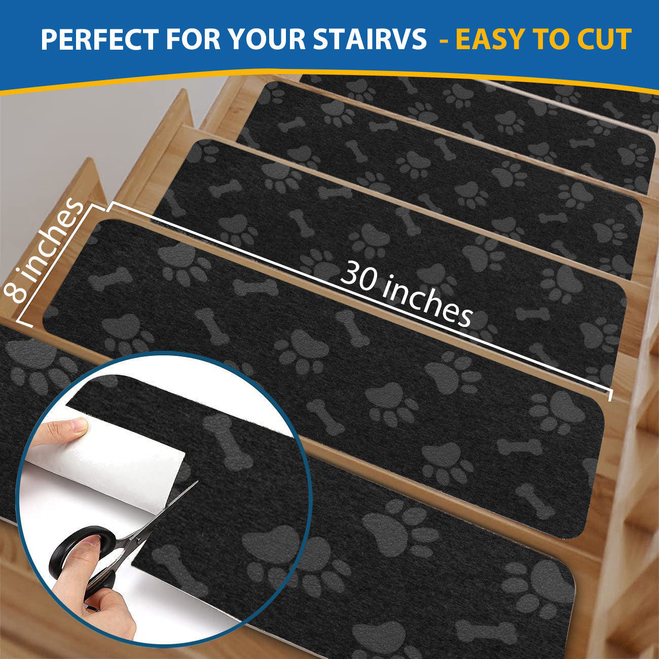 Self Adhesive Indoor Stair Runner Rugs Cover Mat Stair Treads for Wooden Steps