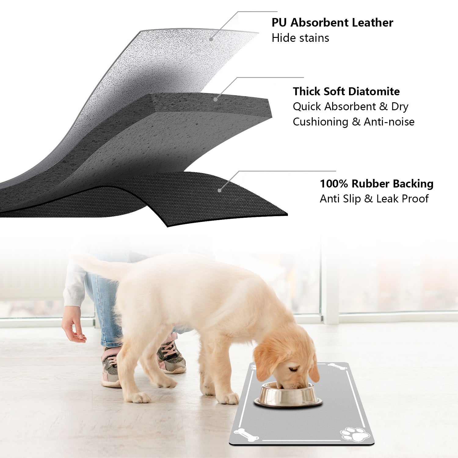 PU pet mat hallway mat Absorbent Large Pet Feeding Mat