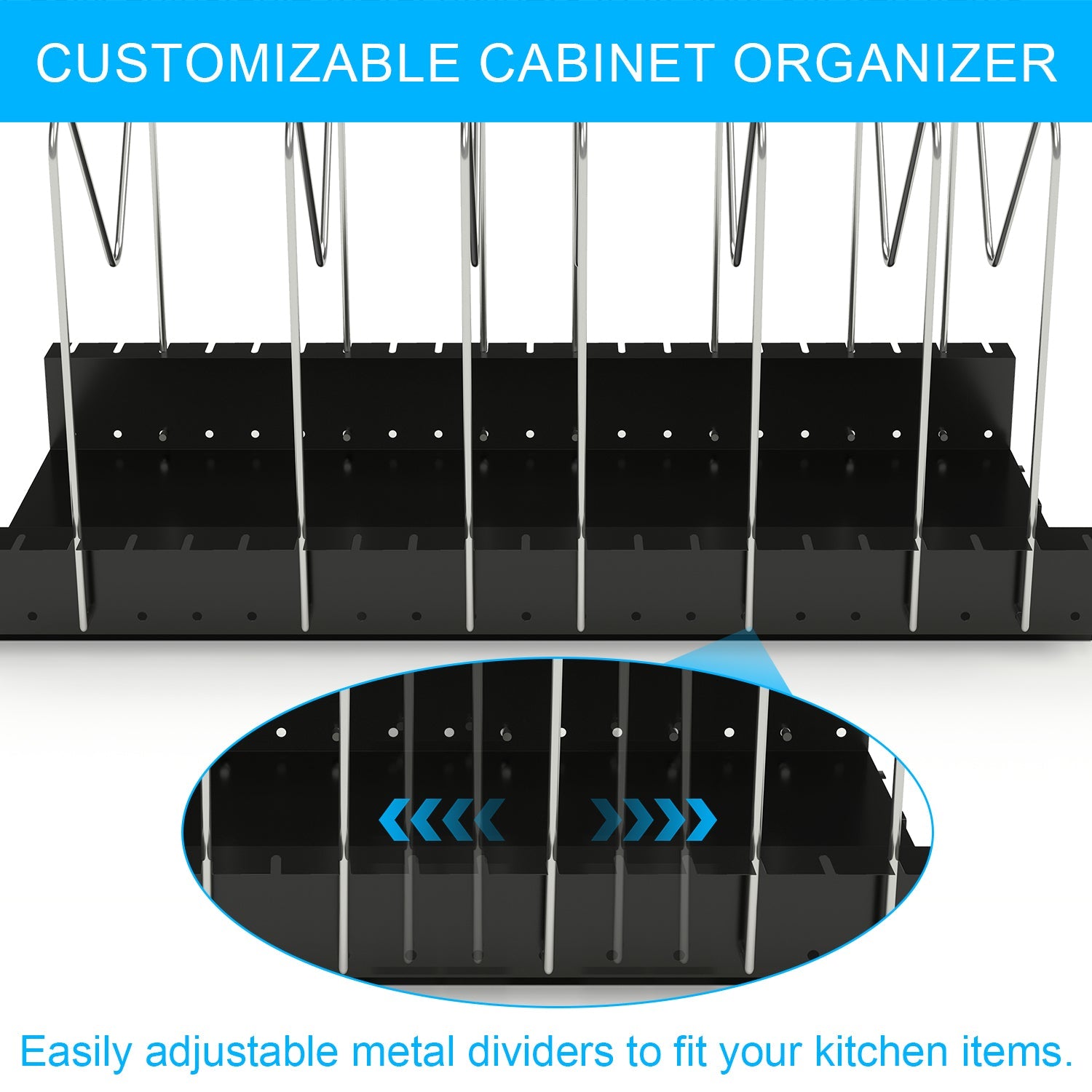Golener 4 Adjustable Dividers for Pull Out Pots and Pans Organizer