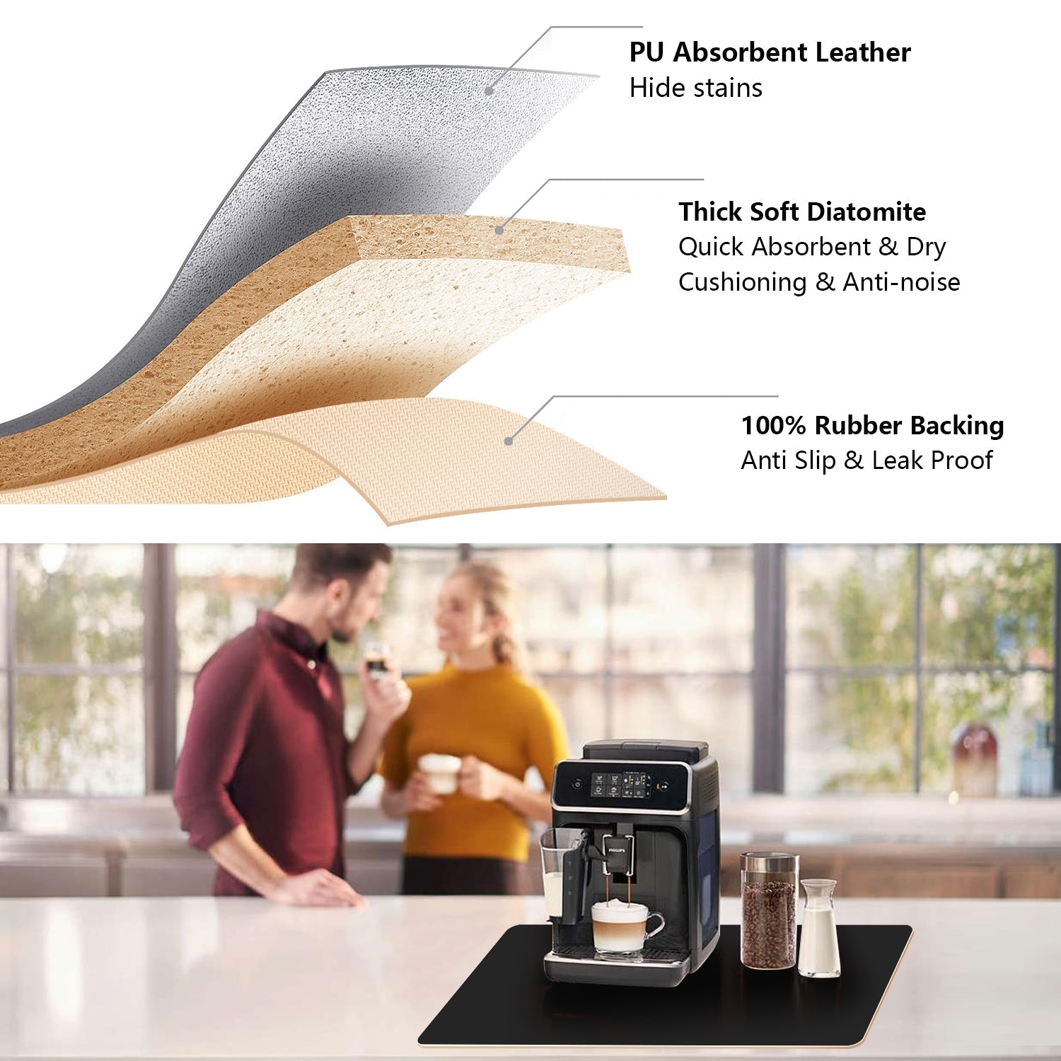 Coffee Absorbent Mat coffee maker mat for Countertop