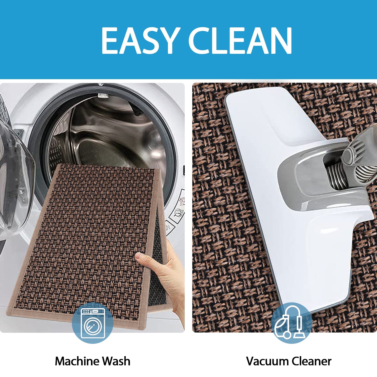 Non Slip Stair Treads for Wooden Steps Indoor 15pcs Brown Stair Rugs