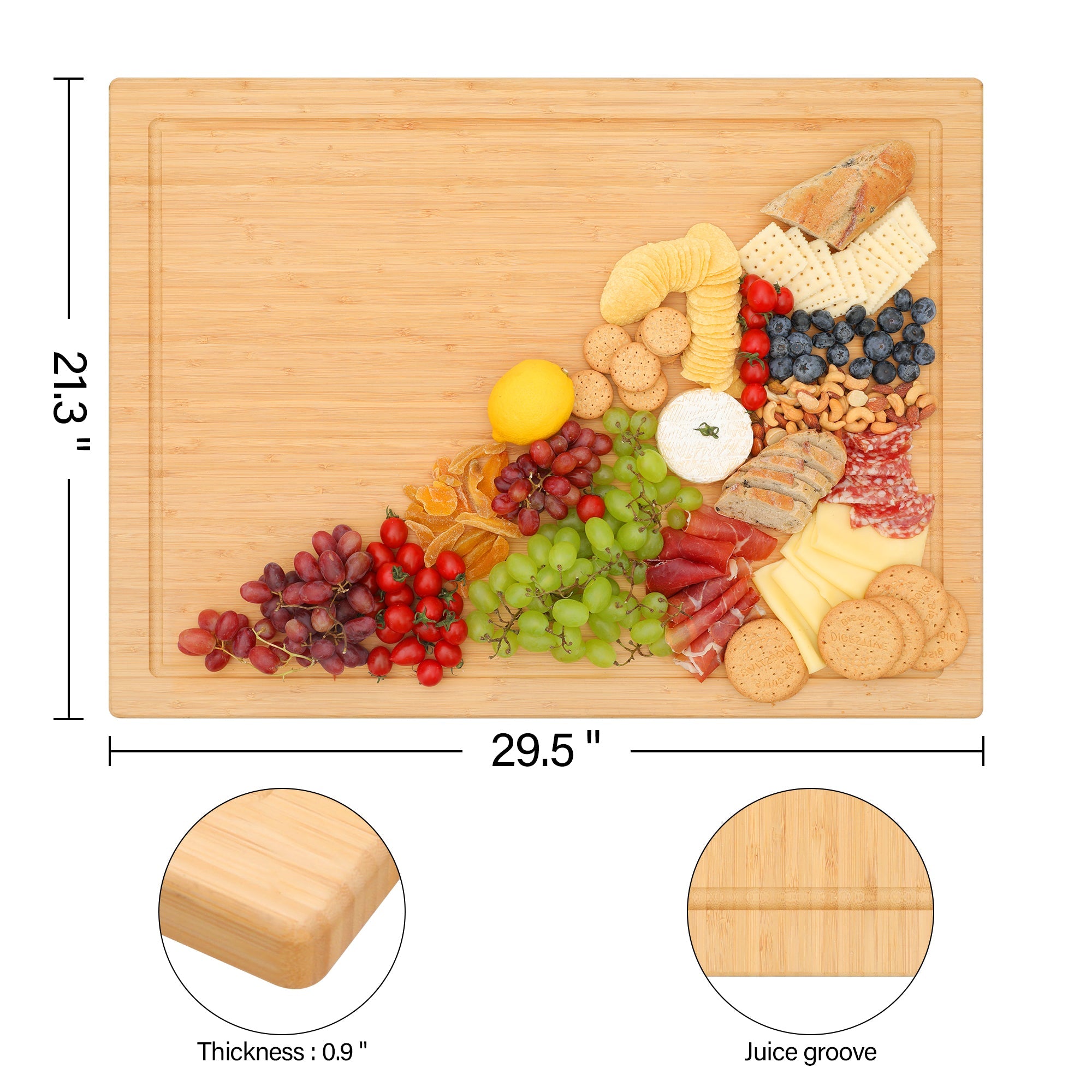 Stove Cover Board for Gas Stovetop - Raised Cutting Board with Legs and Juice Grooves, Adjustable Noodle Board Stove Cover for RV Stove Top (29.52"x21.65")