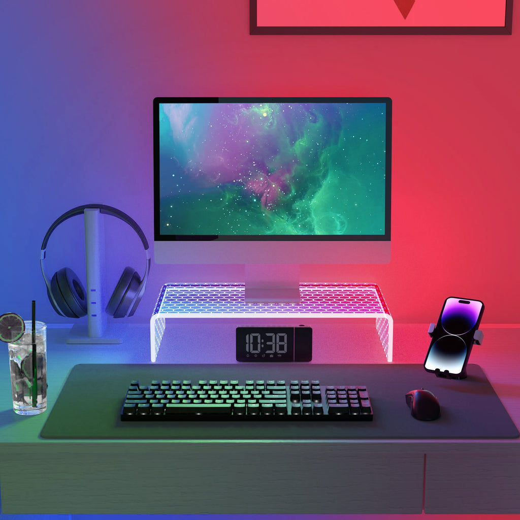 Desk Acrylic Computer Monitor Stand with LED (Two Color)