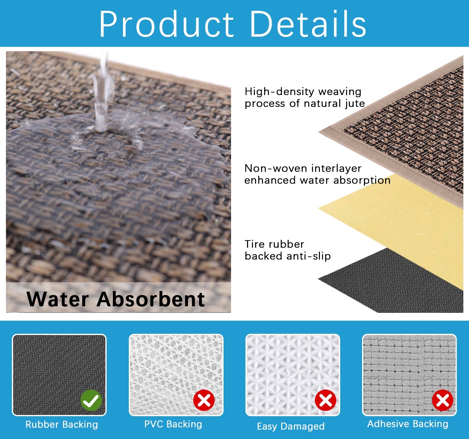 Non Slip Stair Treads for Wooden Steps Indoor 15pcs Brown Stair Rugs