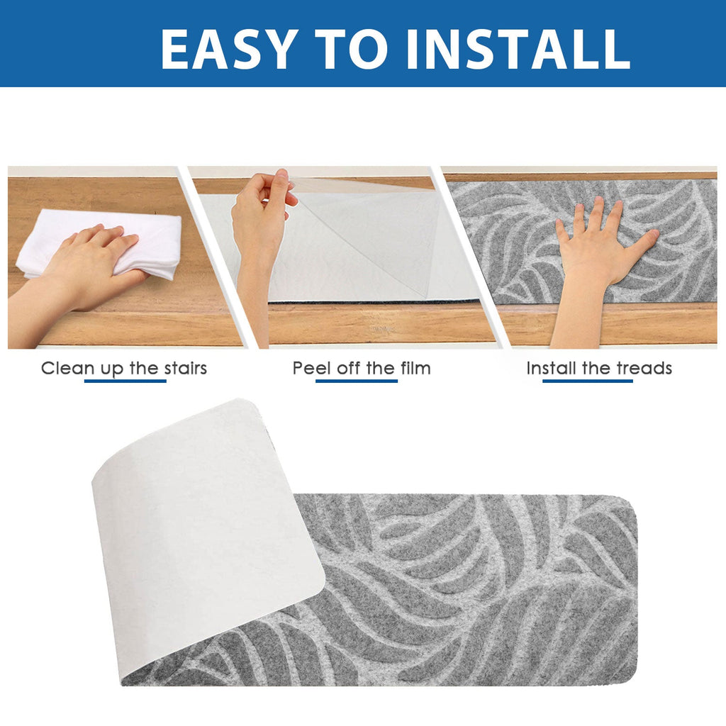 Wood Stair Treads Peel and Stick Carpet Tiles and  Self Adhesive Backing-15 Pack