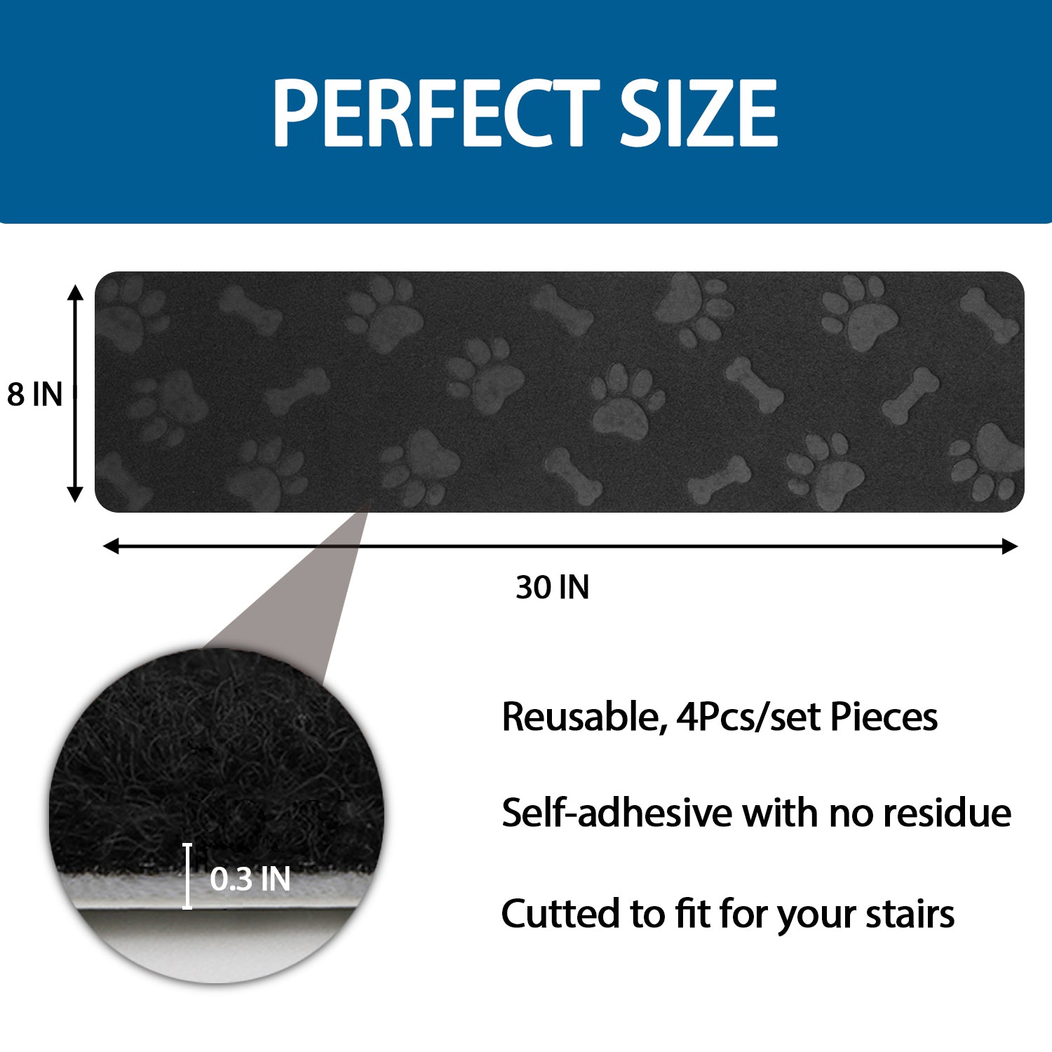 Self Adhesive Indoor Stair Runner Rugs Cover Mat Stair Treads for Wooden Steps