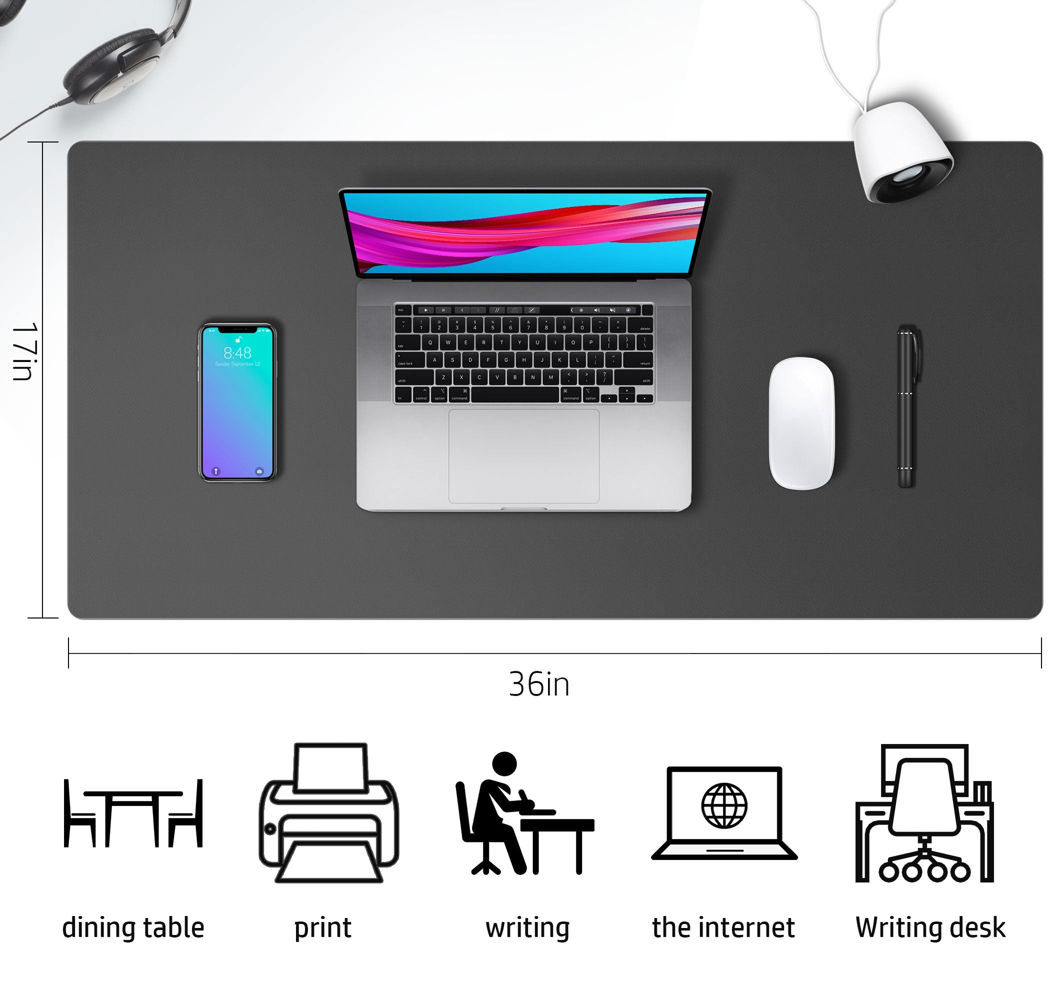 Leather Desk Pad (Four Sizes / Gray)