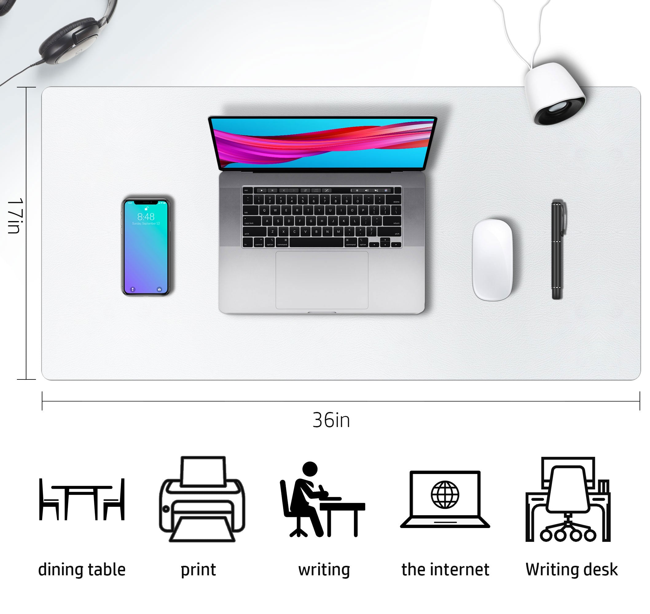 Leather Desk Pad (Four Sizes / Off-White)