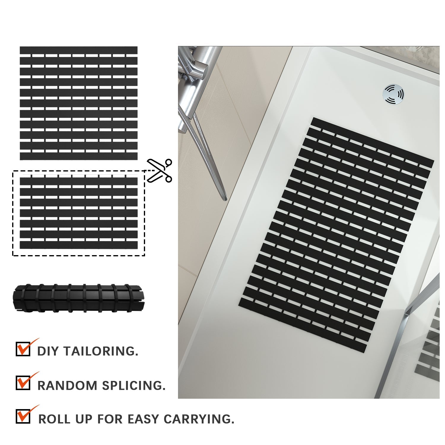 Inside Shower Mat Non Slip Bathtub Mat for Tub Without Suction Cups