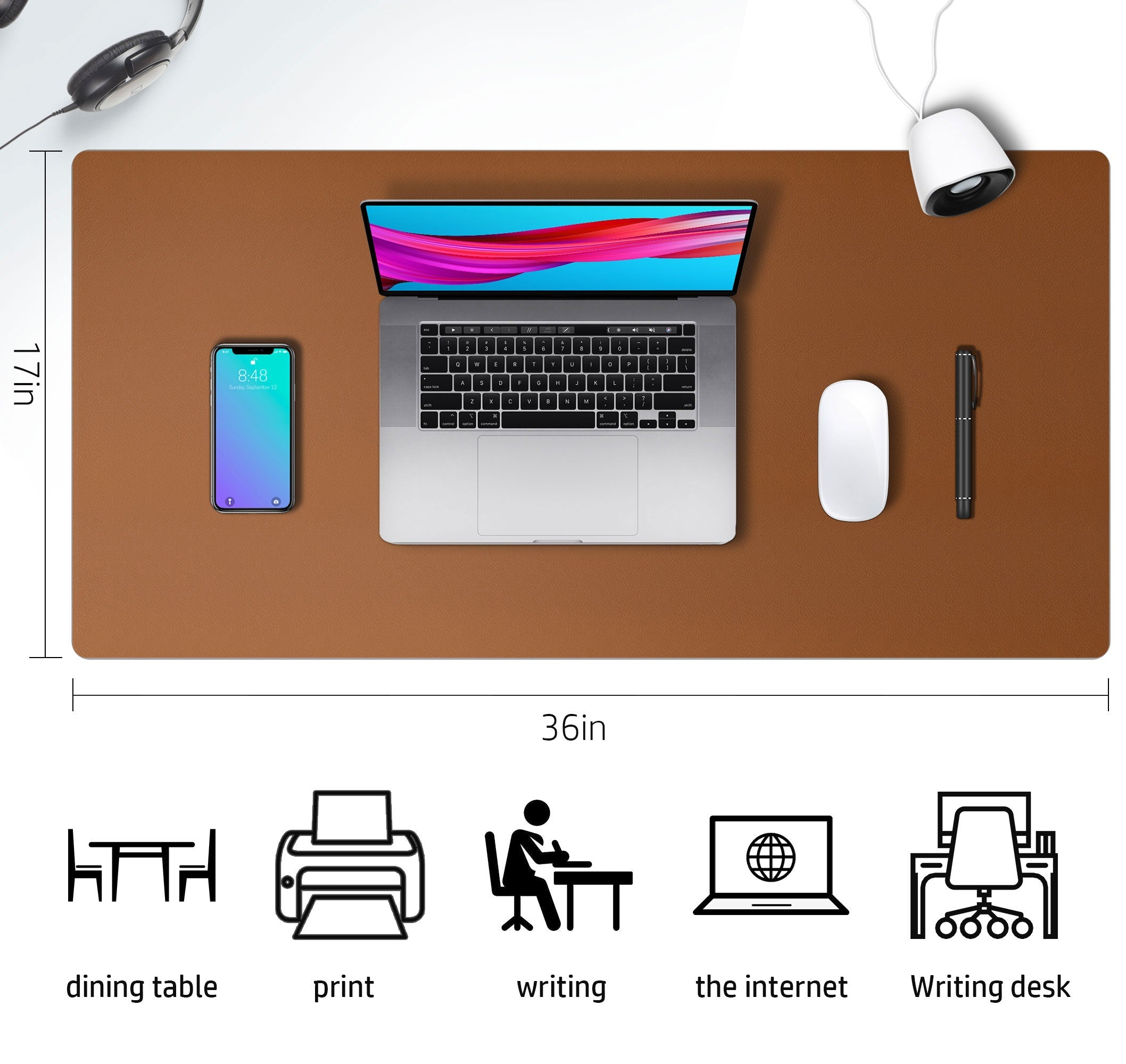 Leather Desk Pad (Four Sizes / Brown)