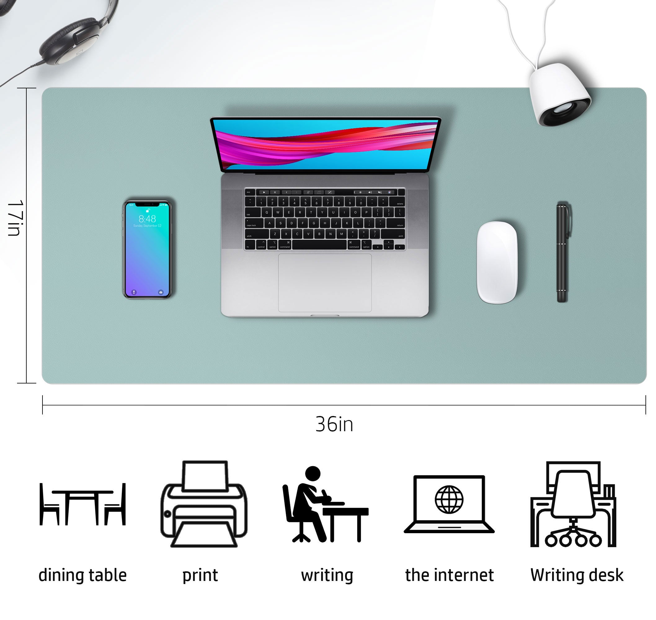 Leather Desk Pad (Four Sizes / Light Blue)