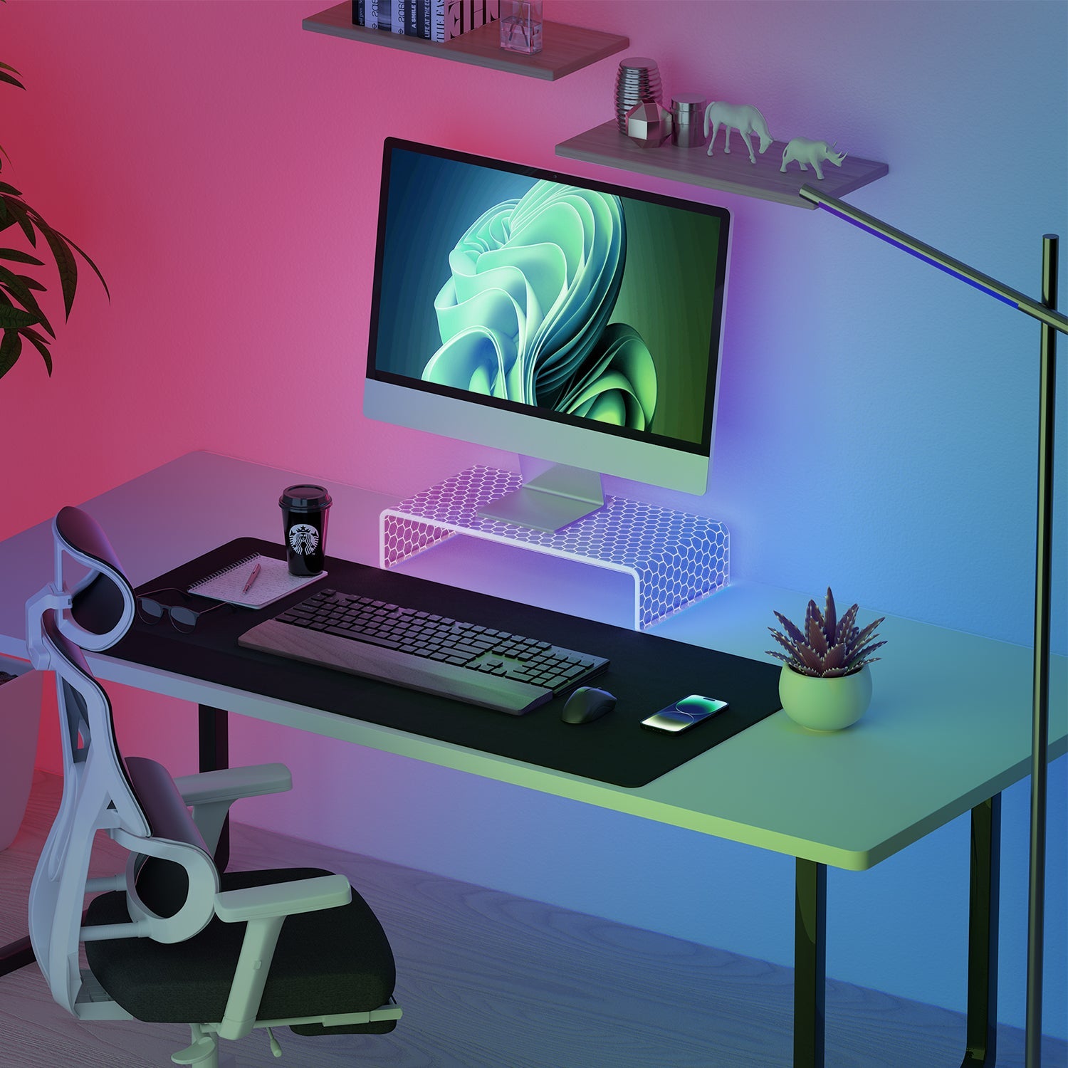 Desk Acrylic Computer Monitor Stand with LED (Two Color)