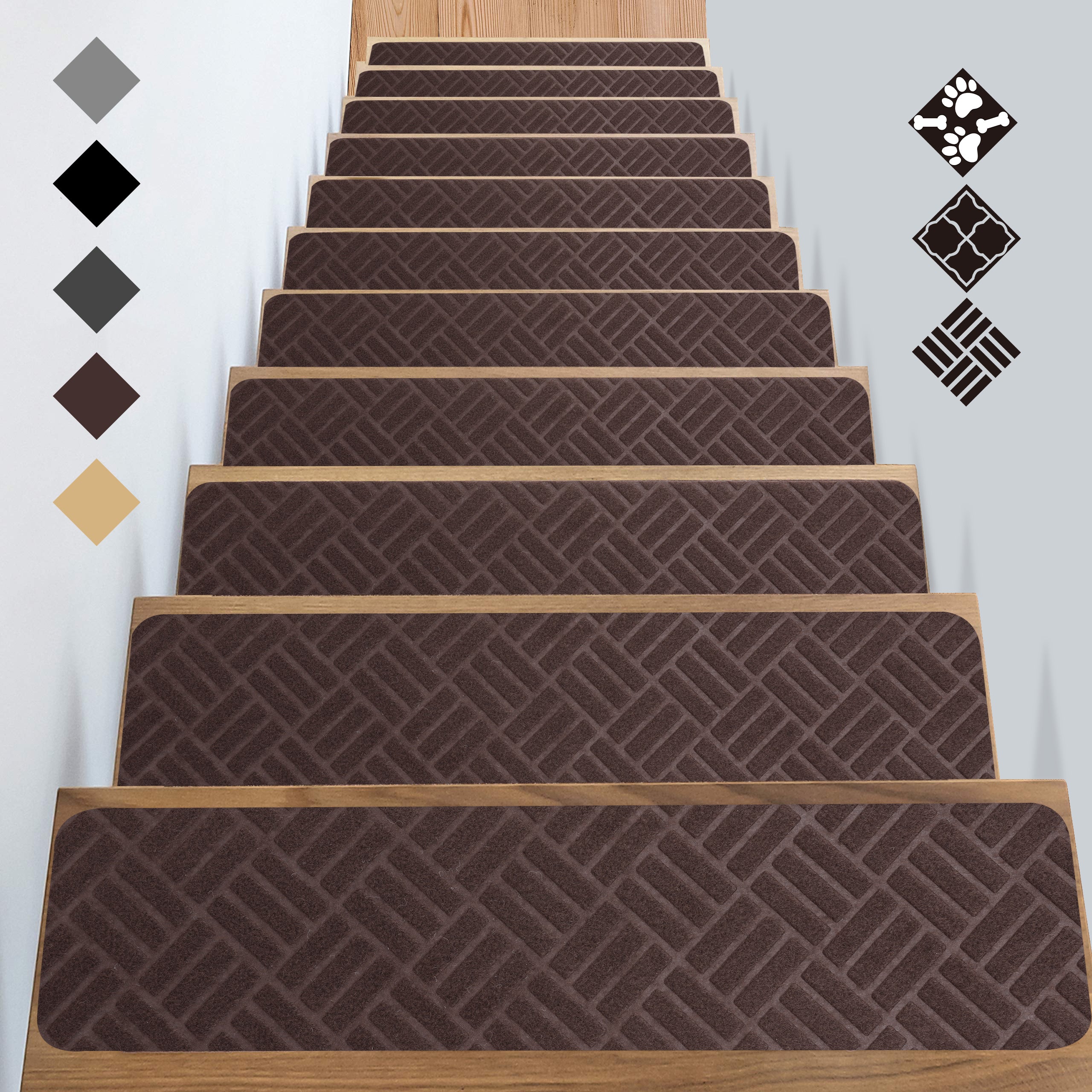 Self Adhesive Indoor Stair Runner Rugs Cover Mat Stair Treads for Wooden Steps