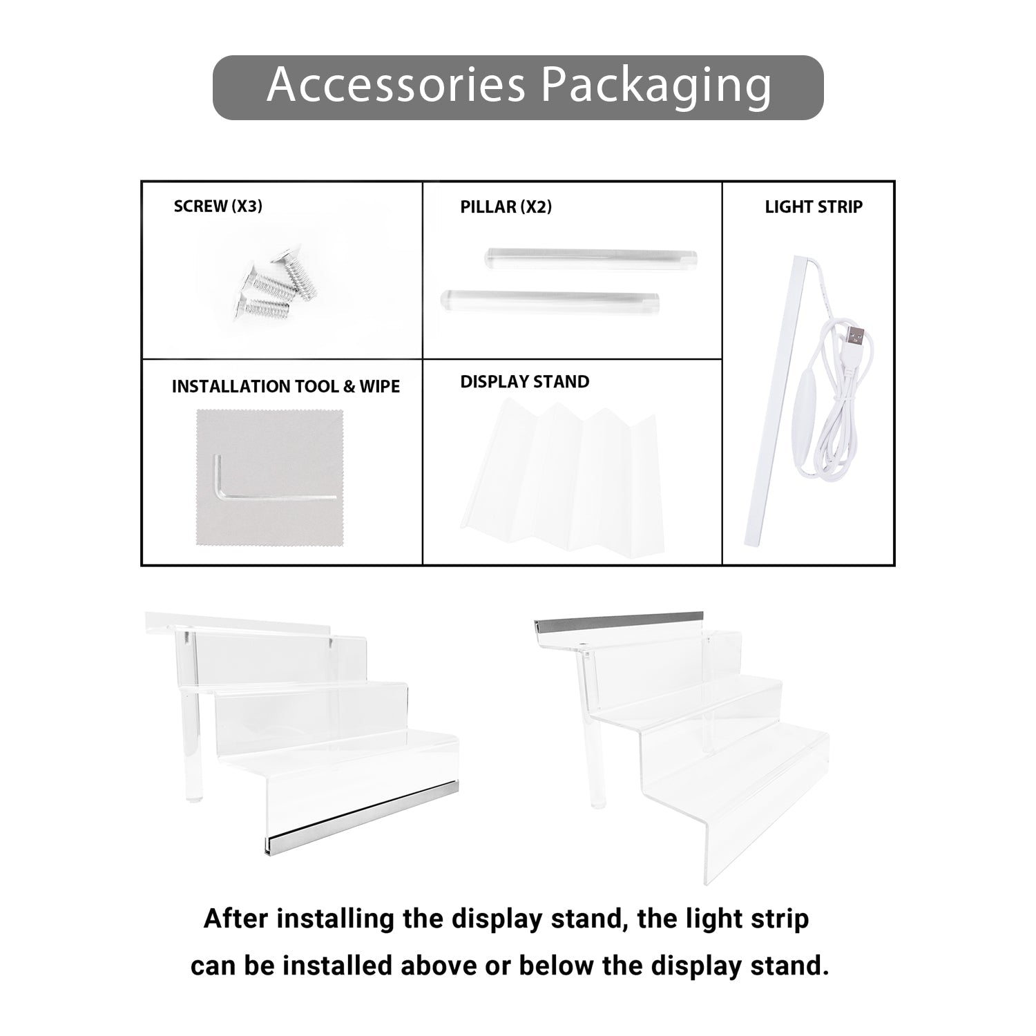 Acrylic Display Organizer with Led Light
