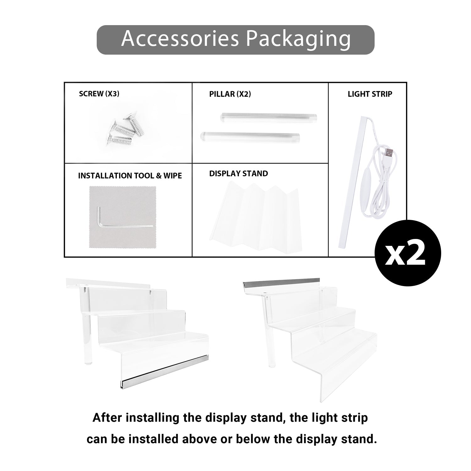 Acrylic Display Organizer with Led Light