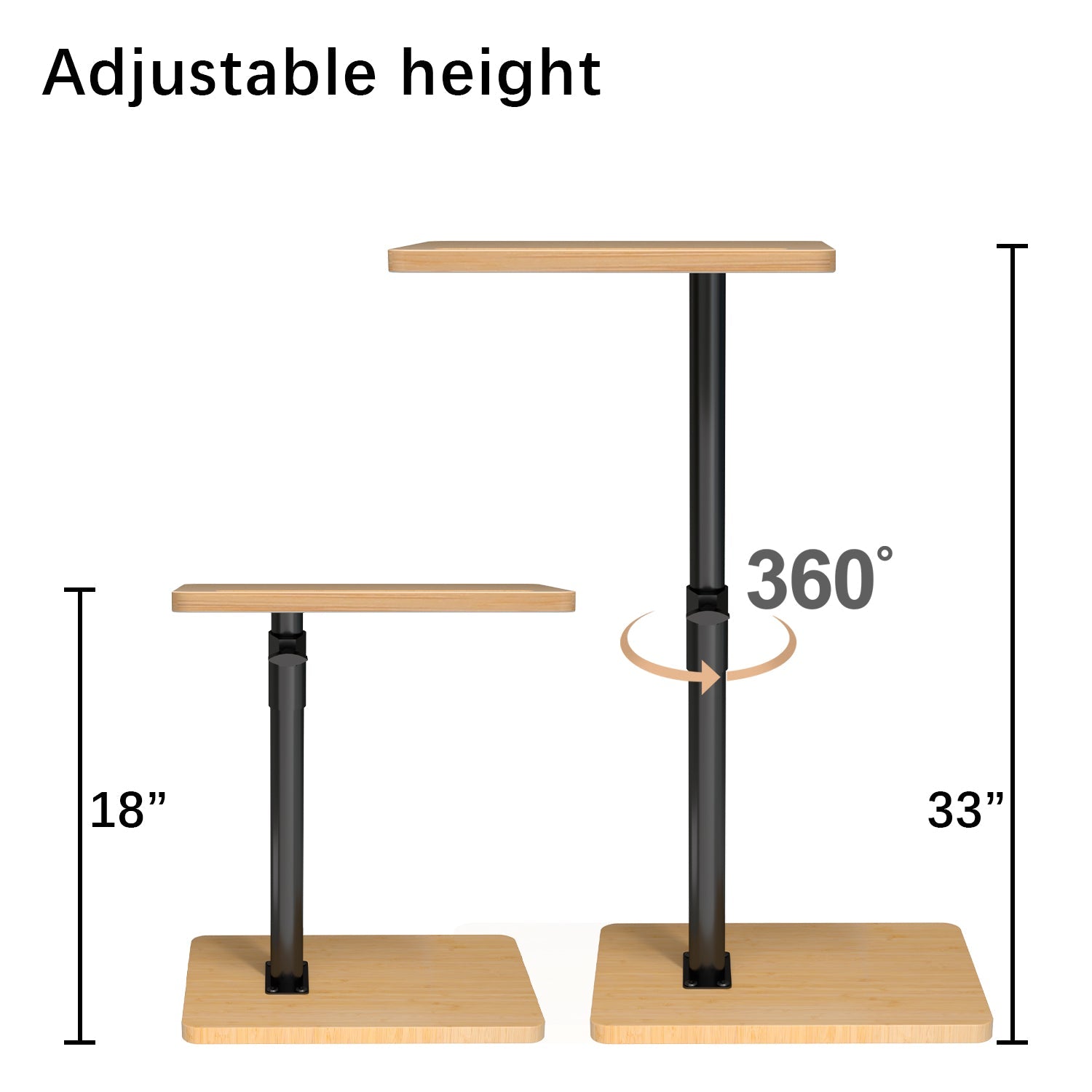 54Pcs - 360° Rotatable Sofa Tray Table for Couch Arm - Bamboo,Rectangle）