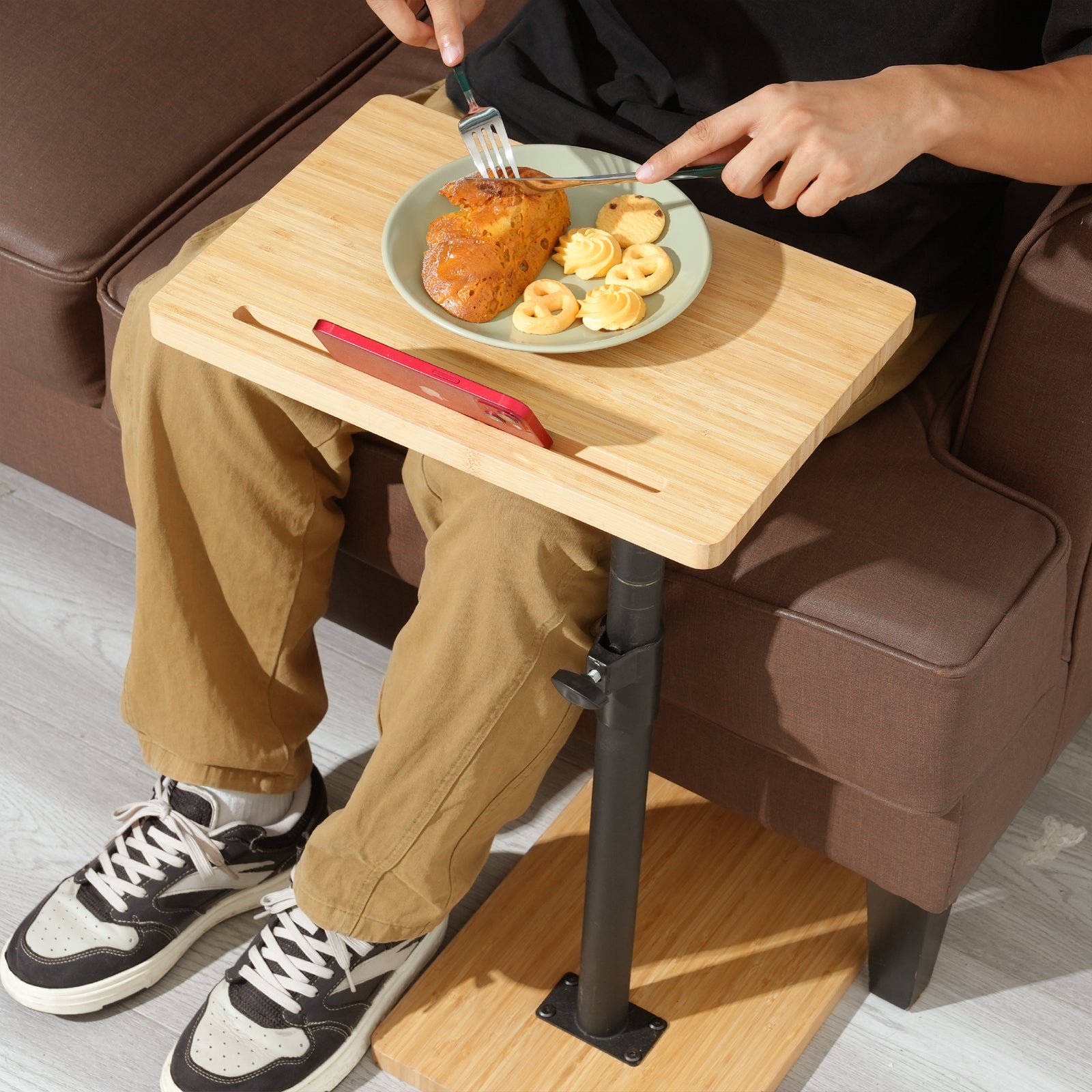 54Pcs - 360° Rotatable Sofa Tray Table for Couch Arm - Bamboo,Rectangle）