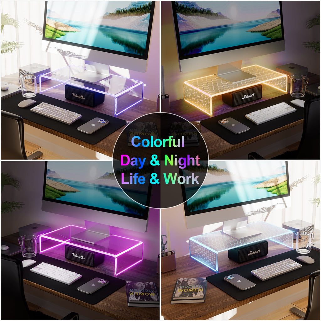 Acrylic Monitor Stand with LED Light