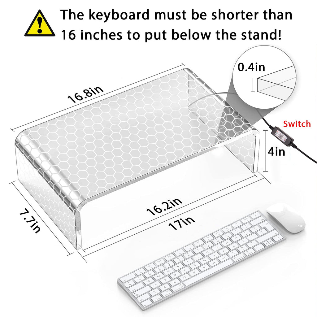 Desk Acrylic Computer Monitor Stand with LED (Two Color)