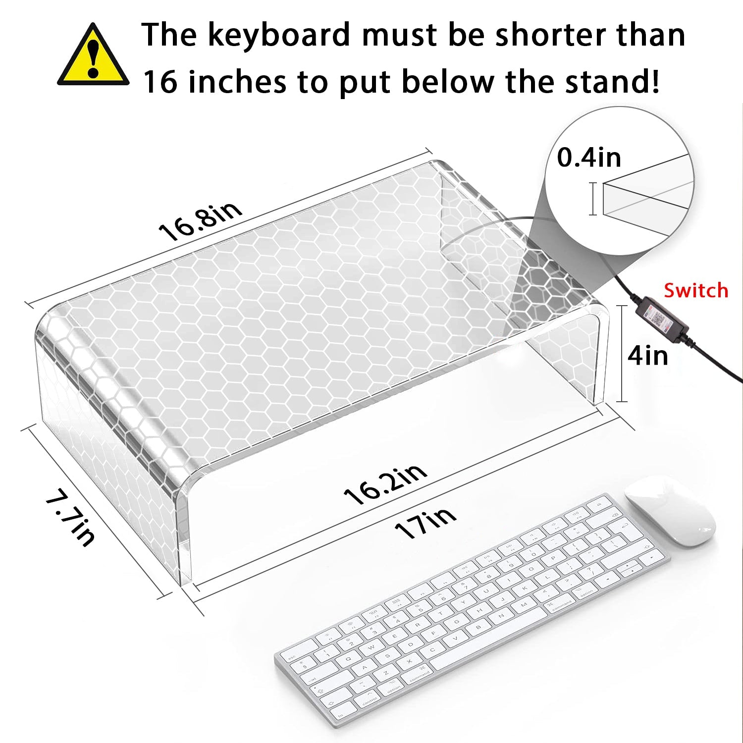 Desk Acrylic Computer Monitor Stand with LED (Two Color)
