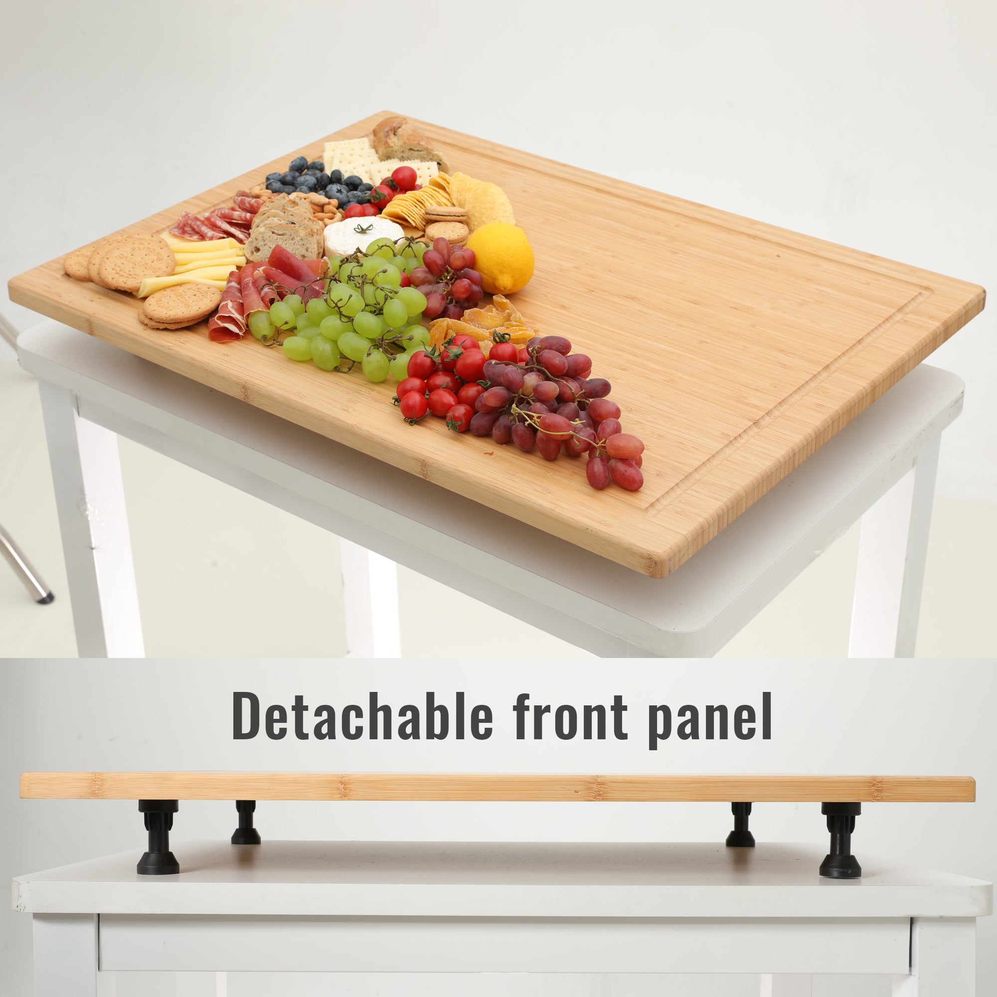 Stove Cover Board for Gas Stovetop - Raised Cutting Board with Legs and Juice Grooves, Adjustable Noodle Board Stove Cover for RV Stove Top (29.52"x21.65")