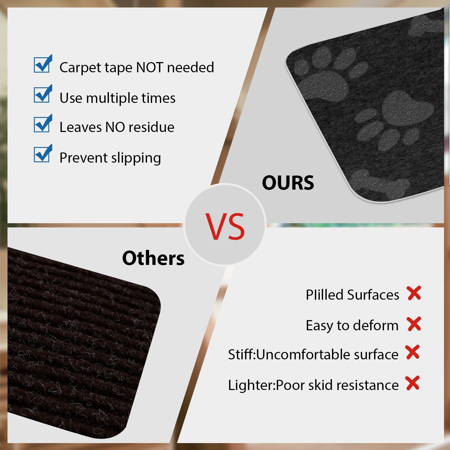 Self Adhesive Indoor Stair Runner Rugs Cover Mat Stair Treads for Wooden Steps