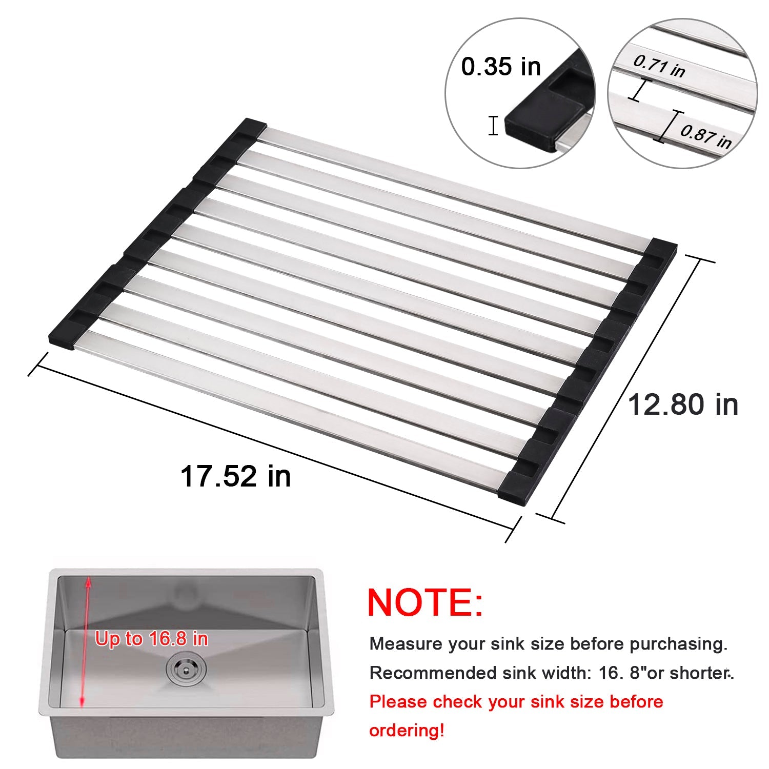 Kitchen stainless steel drain rack 17.5"x13.1"