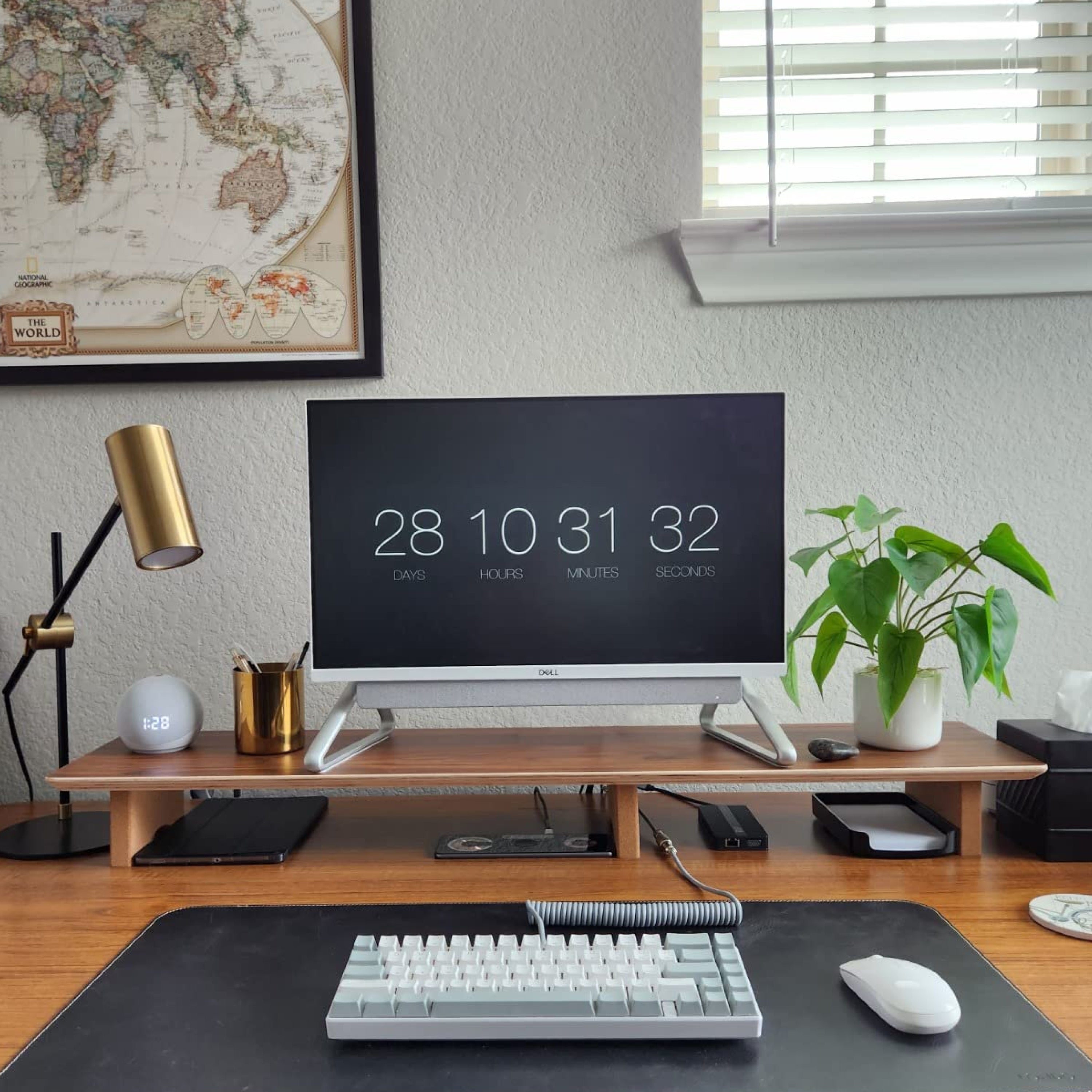 Dual Monitor Stand Solid Wood Desktop Stands (Three Color)