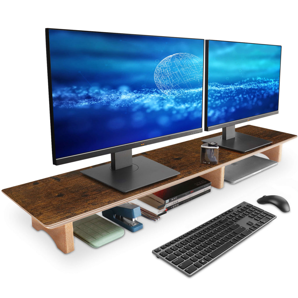 Dual Monitor Stand Solid Wood Desktop Stands (Three Color)