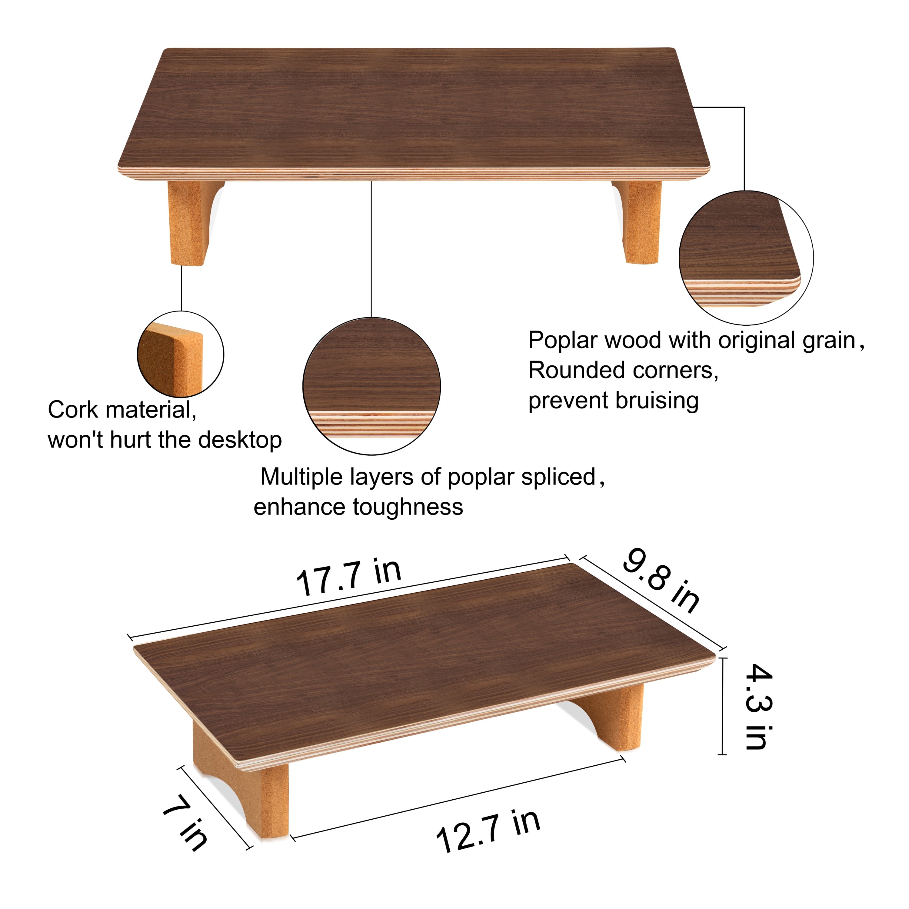 Monitor Stand for Desk Solid Wood Desktop Stands for Laptop (Two Color)
