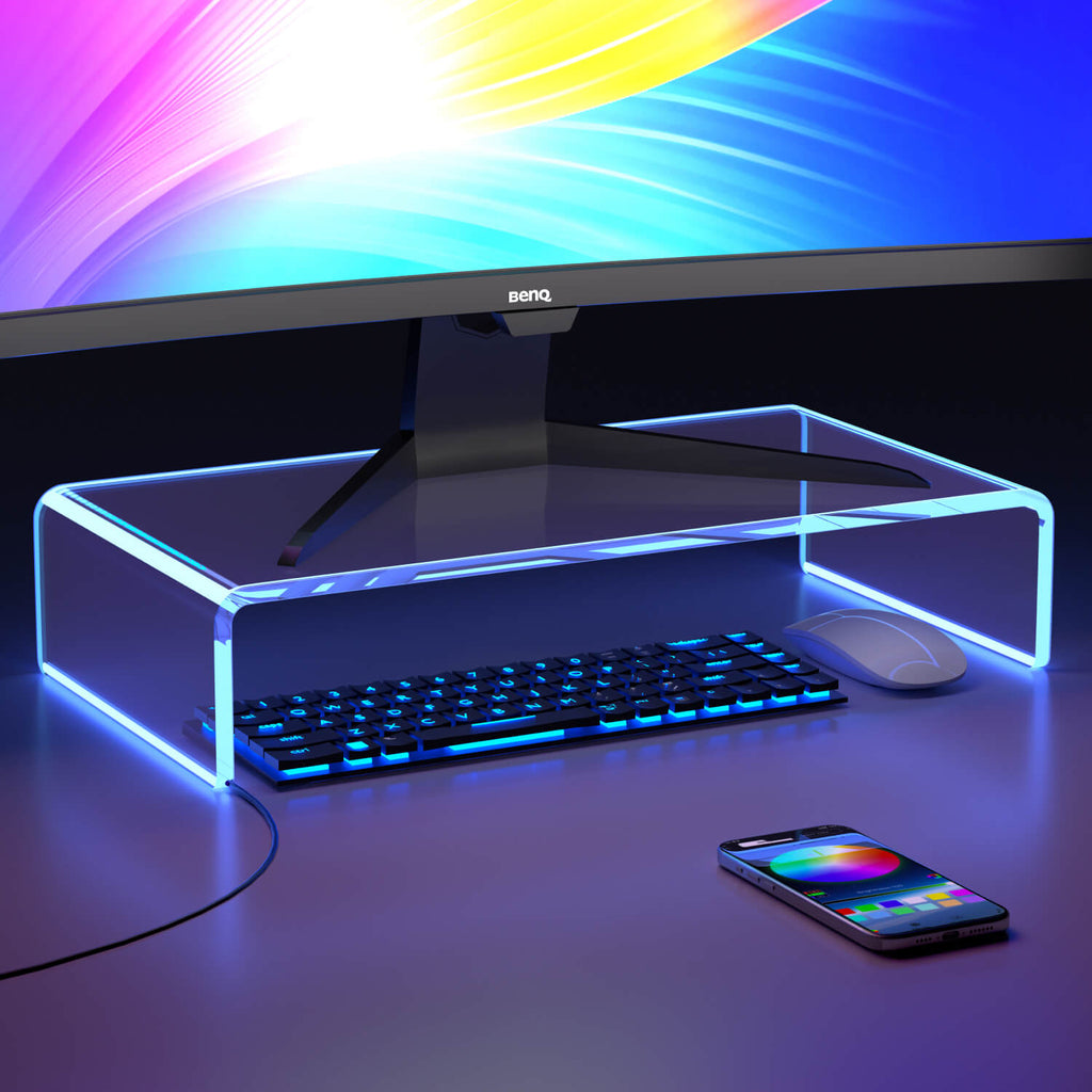 Desk Acrylic Computer Monitor Stand with LED (Two Color)